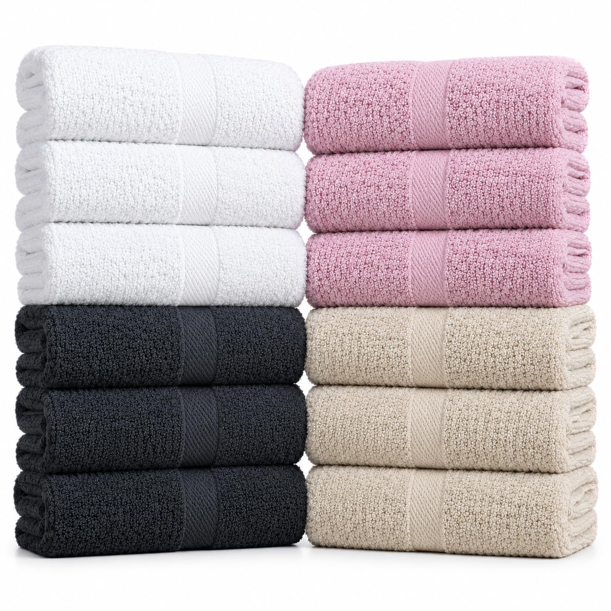 12 Pack Face Towels Wash cloths Set (30x30cm) 100% Cotton (Assorted)