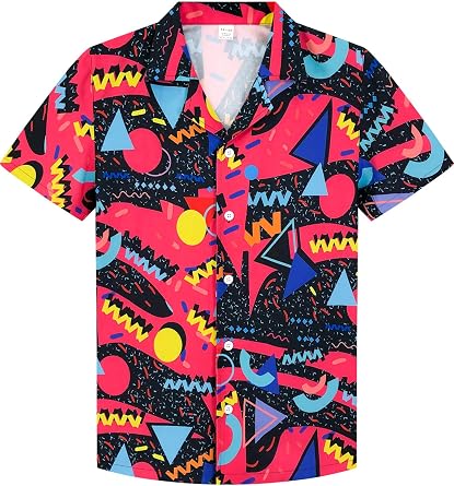 Boys Hawaiian Shirts Short Sleeve Beach Button Down Kids Aloha Luau Blouses | For 5-14 years old boys, Novelty 3D Printed Funky, lightweight