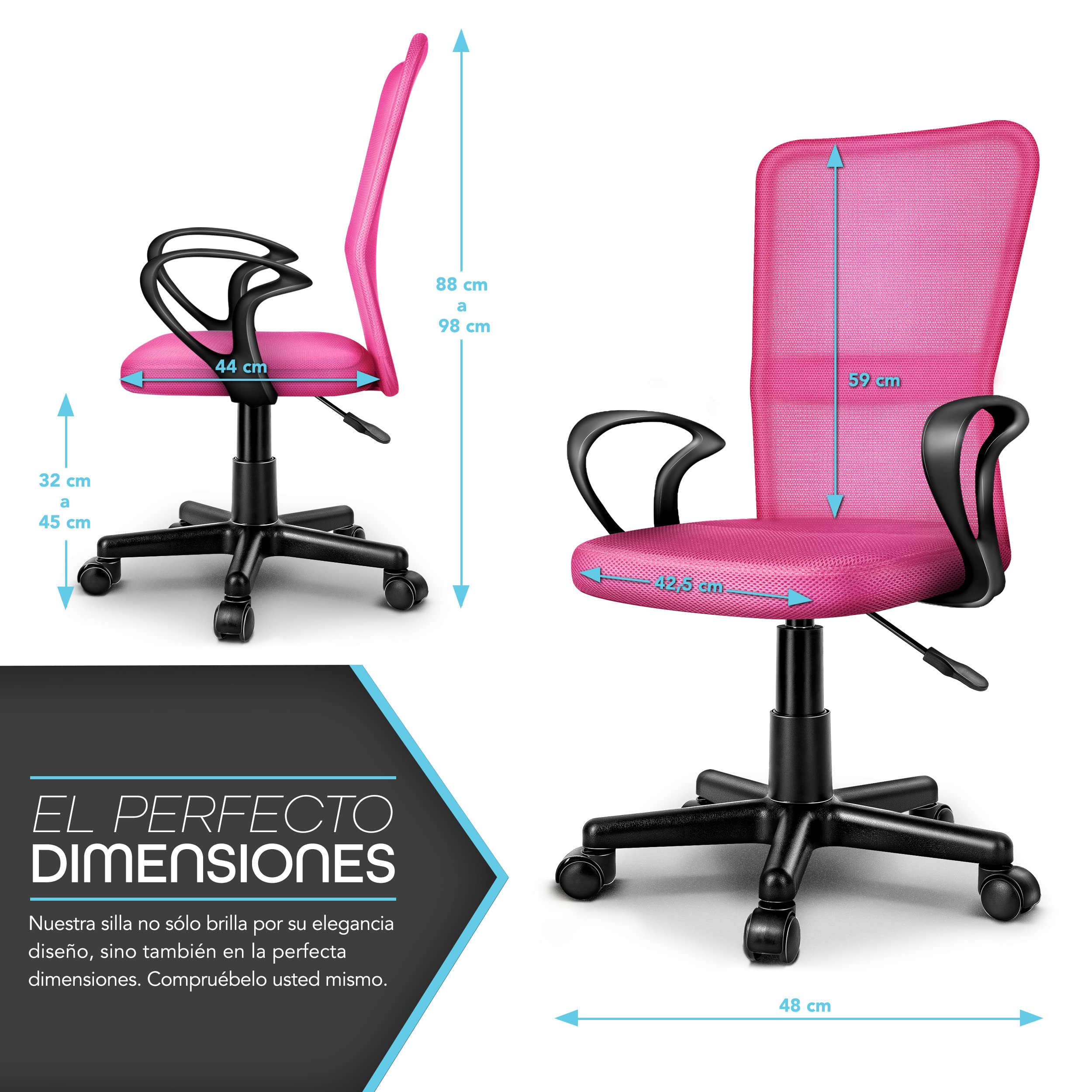 TRESKO Silla de Oficina Escritorio giratoria | Silla Giratoria con reposabrazos | para Estudio de Oficina, Regulable en Altura de Forma Continua, Respaldo ergonómico