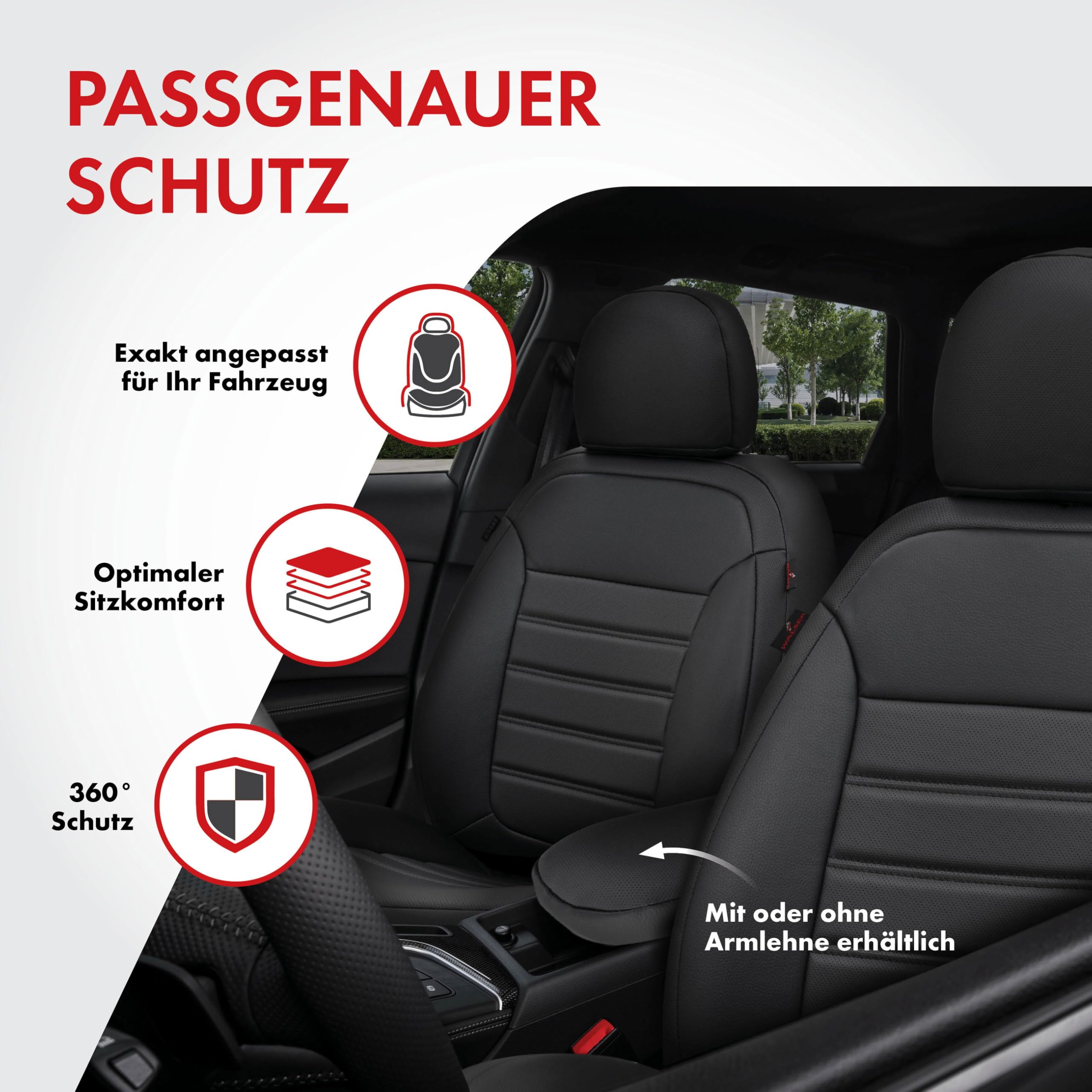 Walser Passform-Sitzbezug Robusto, Schonbezug für Hyundai ix35 (LM, EL, ELH) 08/2009-Heute, 2 Einzelsitzbezüge Normalsitze