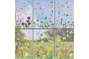 132PCS Best Spring Flower Window Clings for Glass Windows