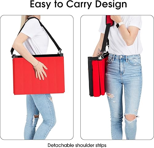 Miniatura 4 de Eusuncaly Asiento de estadio para gradas con respaldo y cojín acolchado ancho y cómodo, sillas plegables con correa para el hombro y bolsillos de