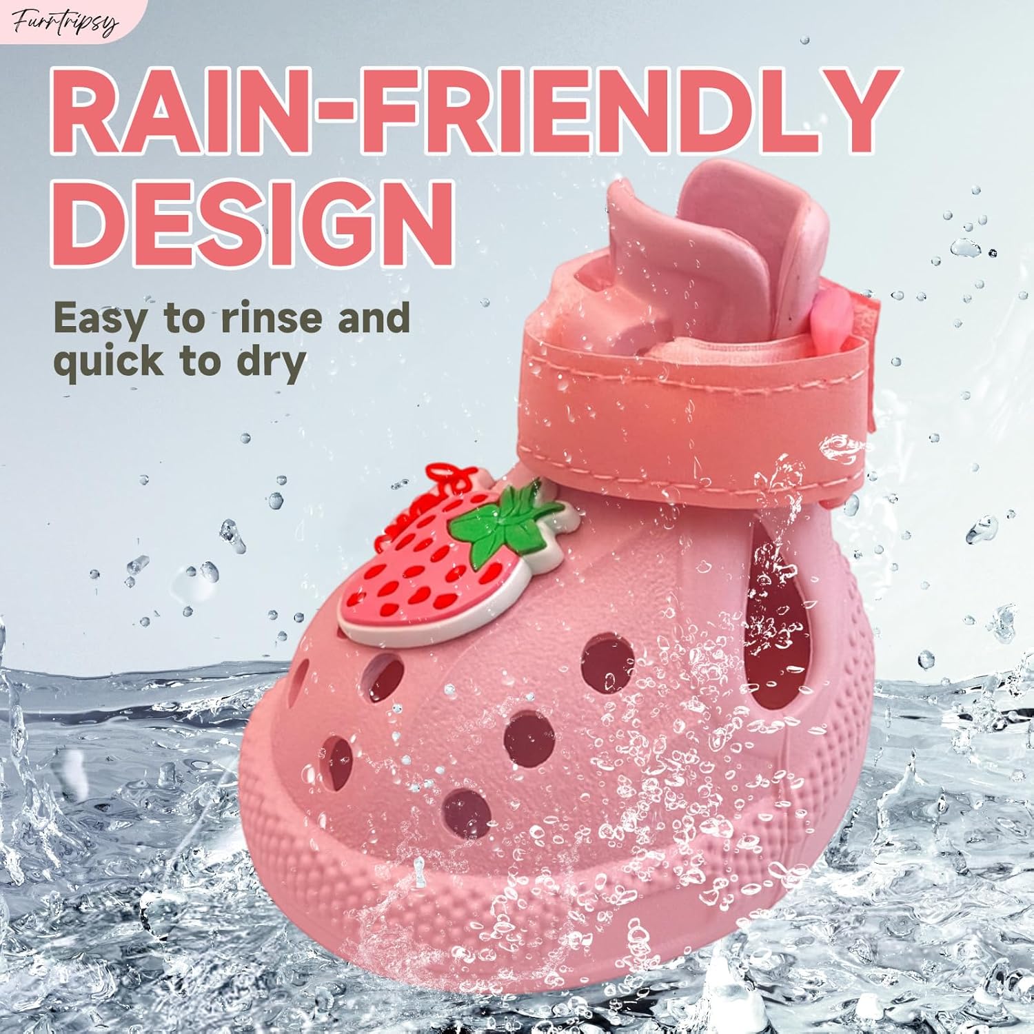 Dog Shoes,Non-Slip Waterproof Sandals for Hot Pavement, Breathable Perforated Boots,Adjustable Straps Dog Rain Booties for Summer Beach and Rainy Day(Pink,#7)