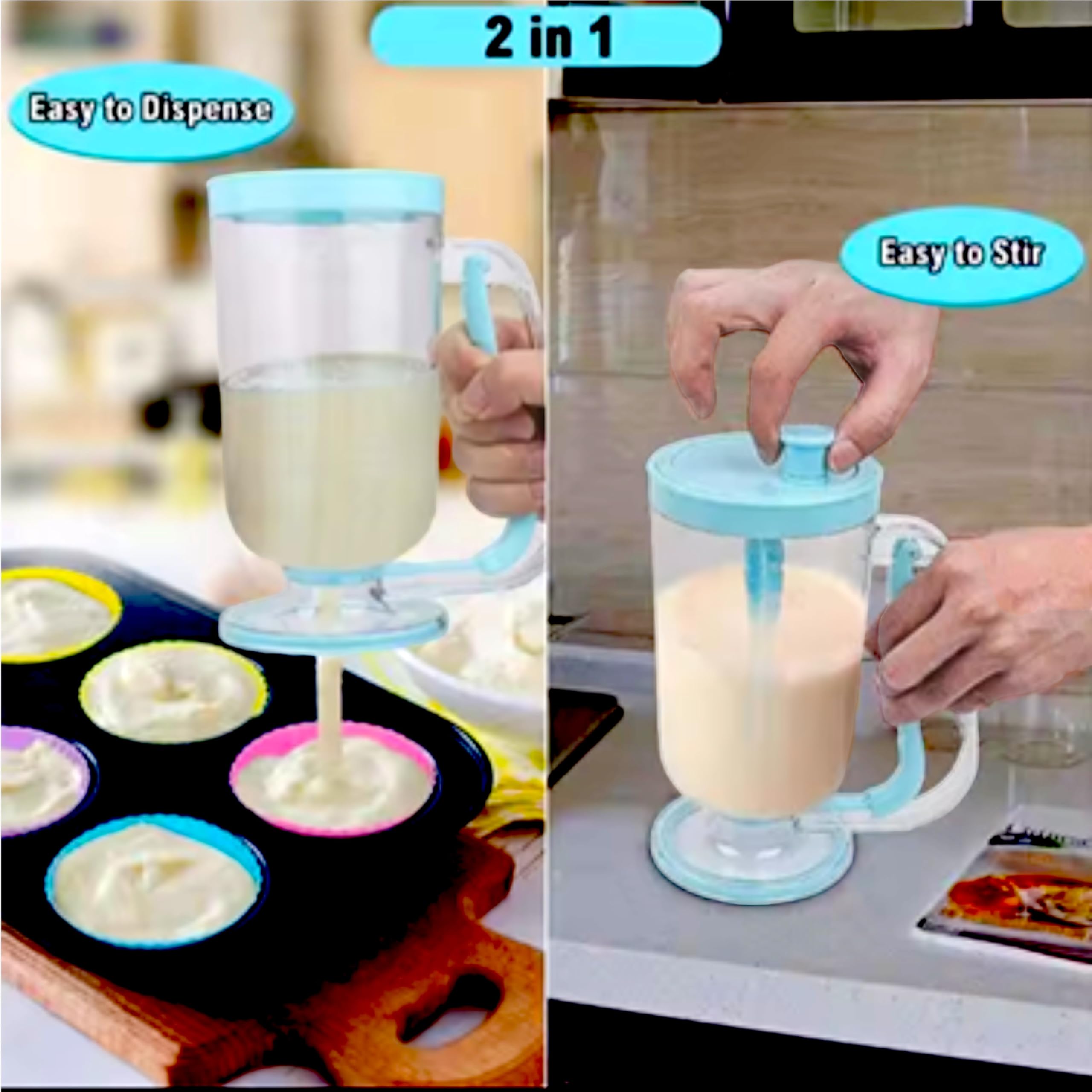 Dispensador de Masa para Tortitas - 900 ml - Dispensador de Masa - Crepes - Reposteria Utensilios - Crepera - Utensilios de reposteria y pastelería – Acero INOX. (dispensador plastico)