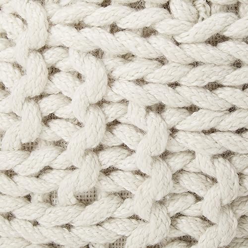 Miniatura 5 de GDFStudio Haley - Puf moderno tejido de tela hecho a mano, color marfil