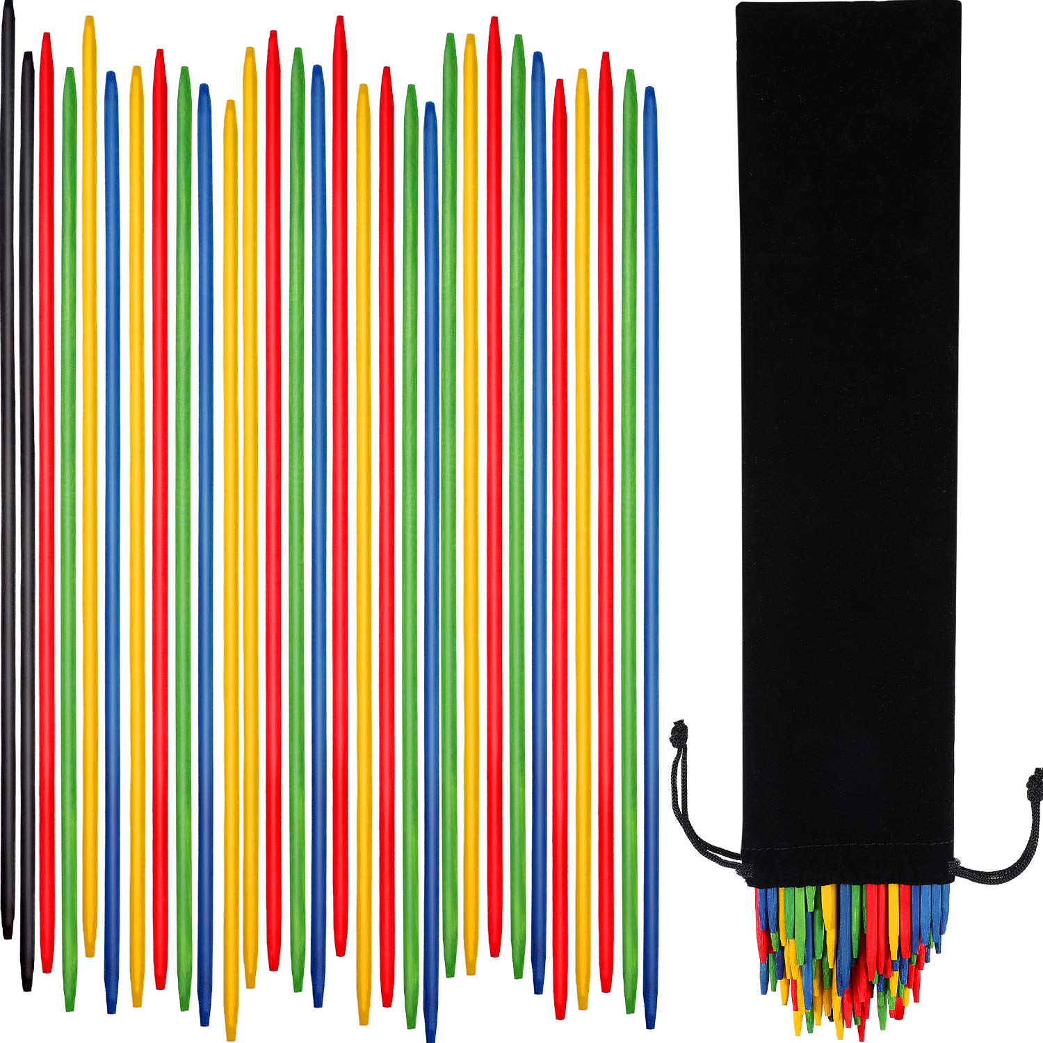 Sponsored Ad - Tatuo 82 Pieces Giant Neon Pick Up Sticks Game in Black Velvet Bag, 9.8 Inches Long, Classic Wooden Thin Pi...