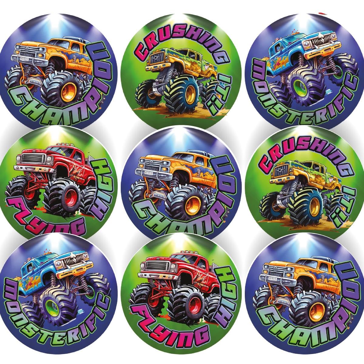 Sticker Stocker Multicolor 144 Monster Truck Children's Reward Stickers - 30Mm - Teacher Parents School