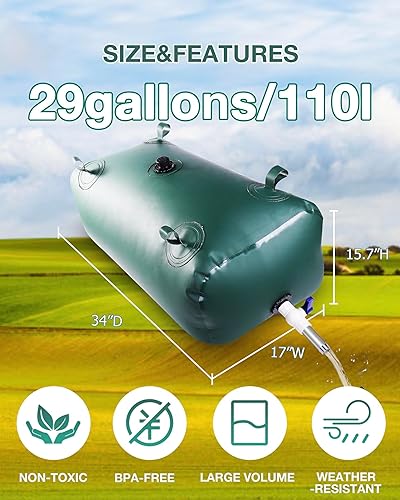 Miniatura 2 de Vejiga portátil de almacenamiento de agua, contenedores de almacenamiento de agua de gran capacidad, depósito de agua portátil de PVC con válvulas y