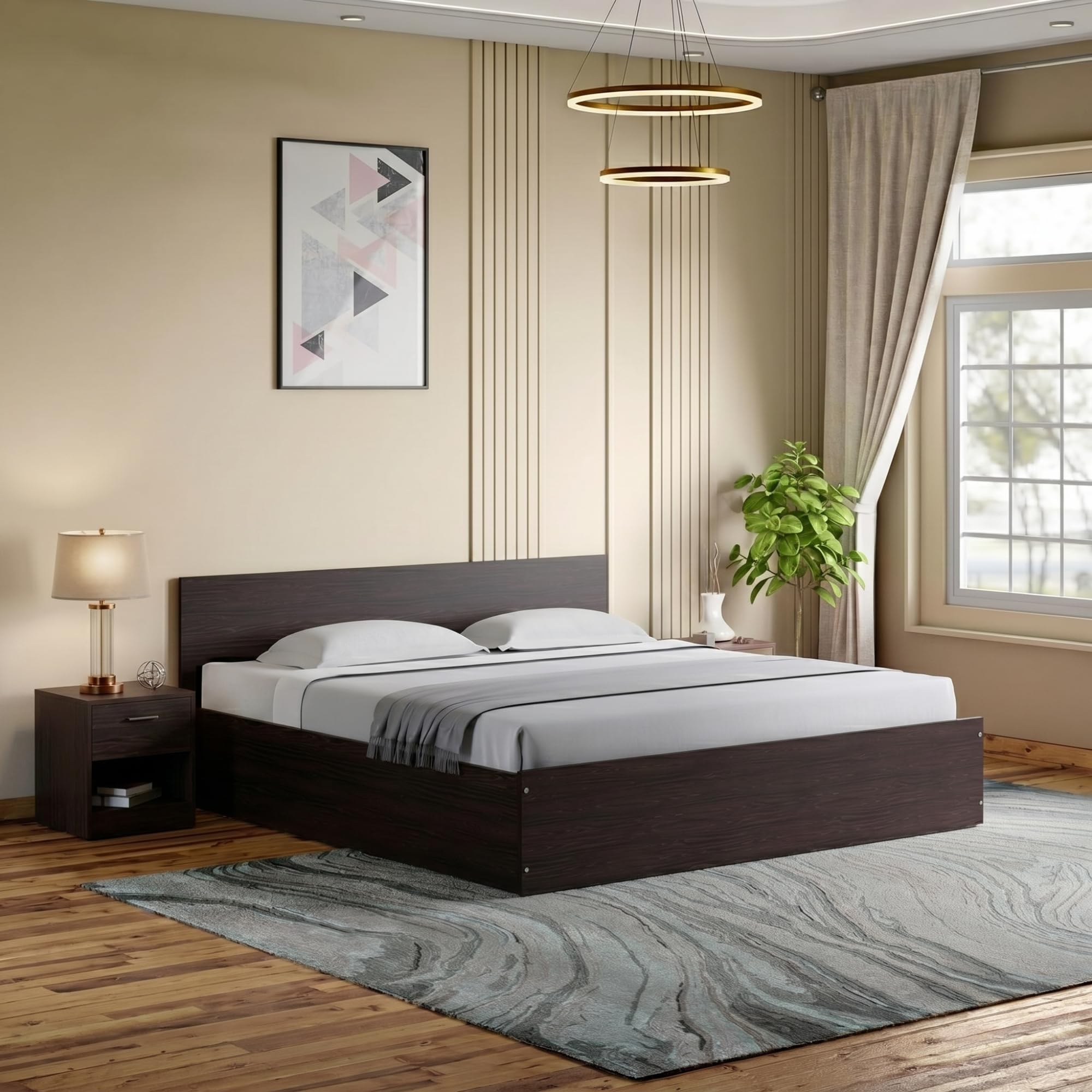 Interio by Godrej EWA Engineered Wood Bed with Box Storage (Queen), 1-Year Warranty, Wenge, Particle Board-image-6