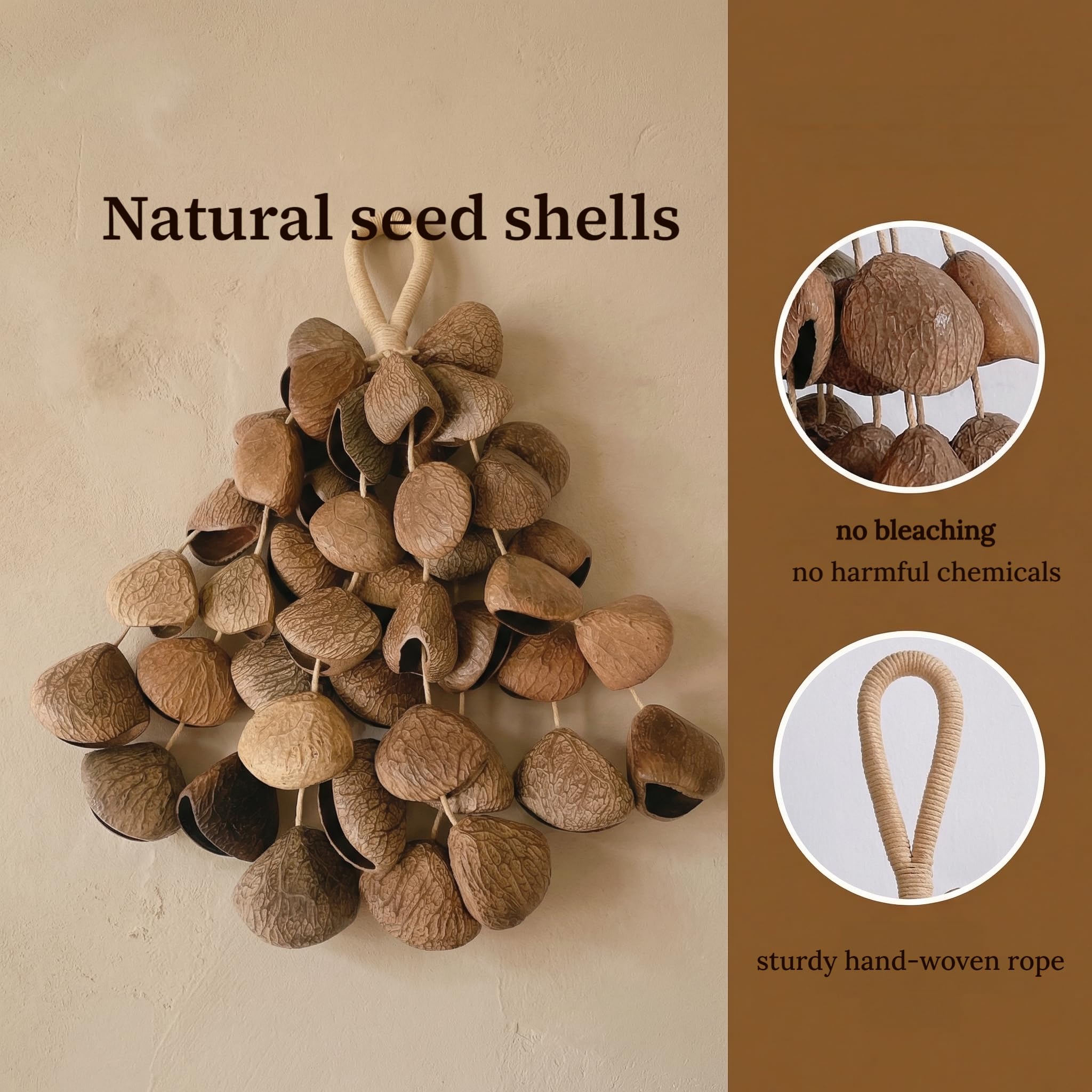 Hochets en coquillage naturels faits à la main pour bain sonore, ASMR, méditation, yoga, shaker de graines soulage l'anxiété et calme l'esprit, outil de guérison sonore facile à utiliser (pangi)