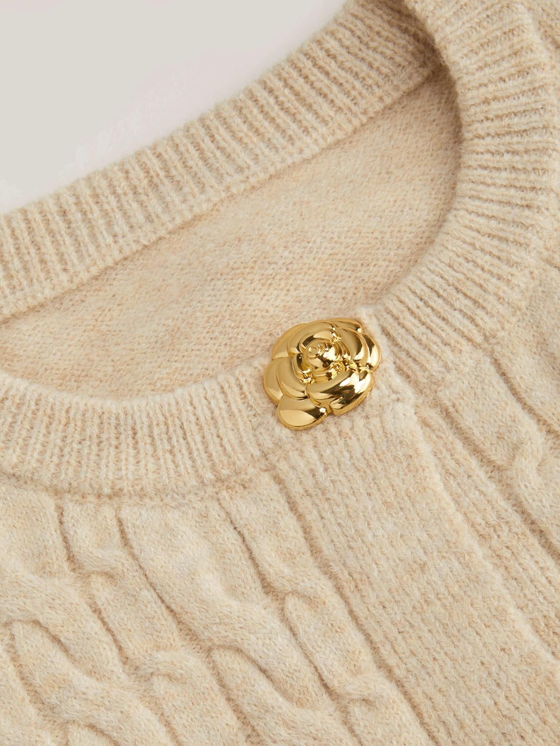 CIDER Sleeveless Knit Cardigan Sweater Women Crew Neck Casual Rose Button Cable Knit Vest - Image 4