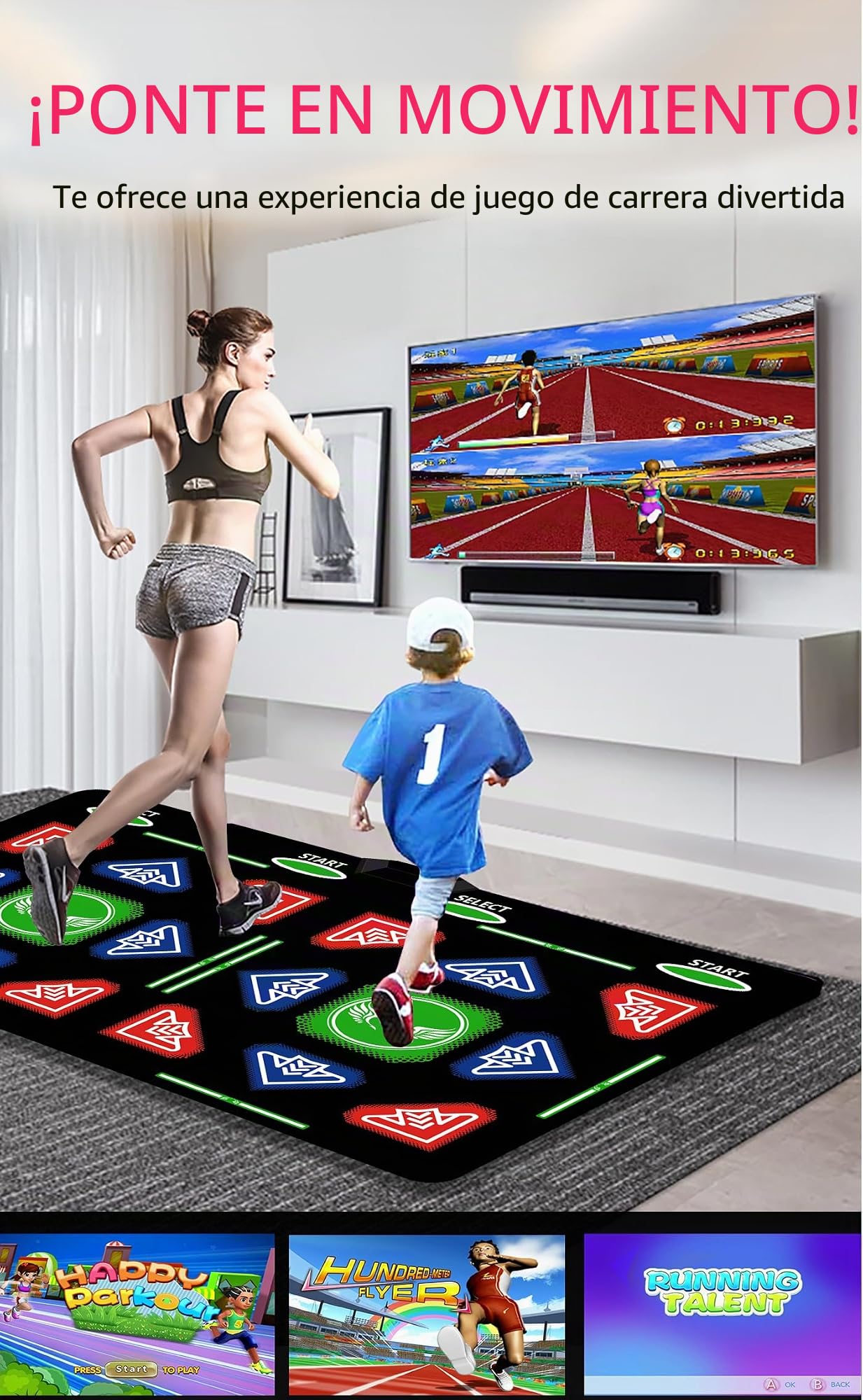 Esterilla de Baile HDMI para niños y Adultos, Almohadilla de Baile de 64 GB con 1000 Juegos, 885 Canciones y 81 MTVs, Esterilla de Fitness de Franela Suave para Yoga, Correr, aeróbic, Deportes y