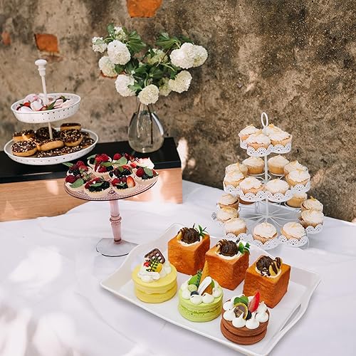 Miniatura 5 de Uiifan 8 bandejas de plástico para servir alimentos para fiestas, bandejas de plástico con asas de 15 x 10 pulgadas, bandejas rectangulares de