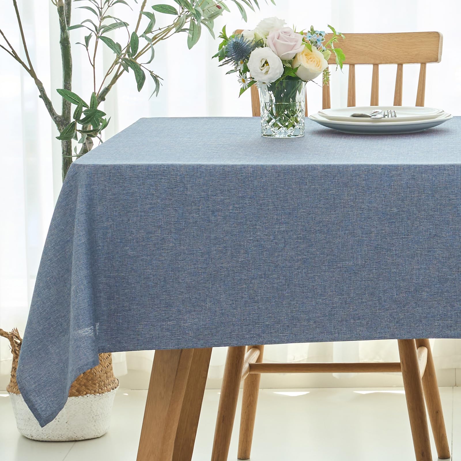 maxmill Linen Texture Tablecloth Water Resistant Antiwrinkle Spillproof Wipeable Washable Soft Fabric Table Cloth for Dining Room, Buffet Banquet