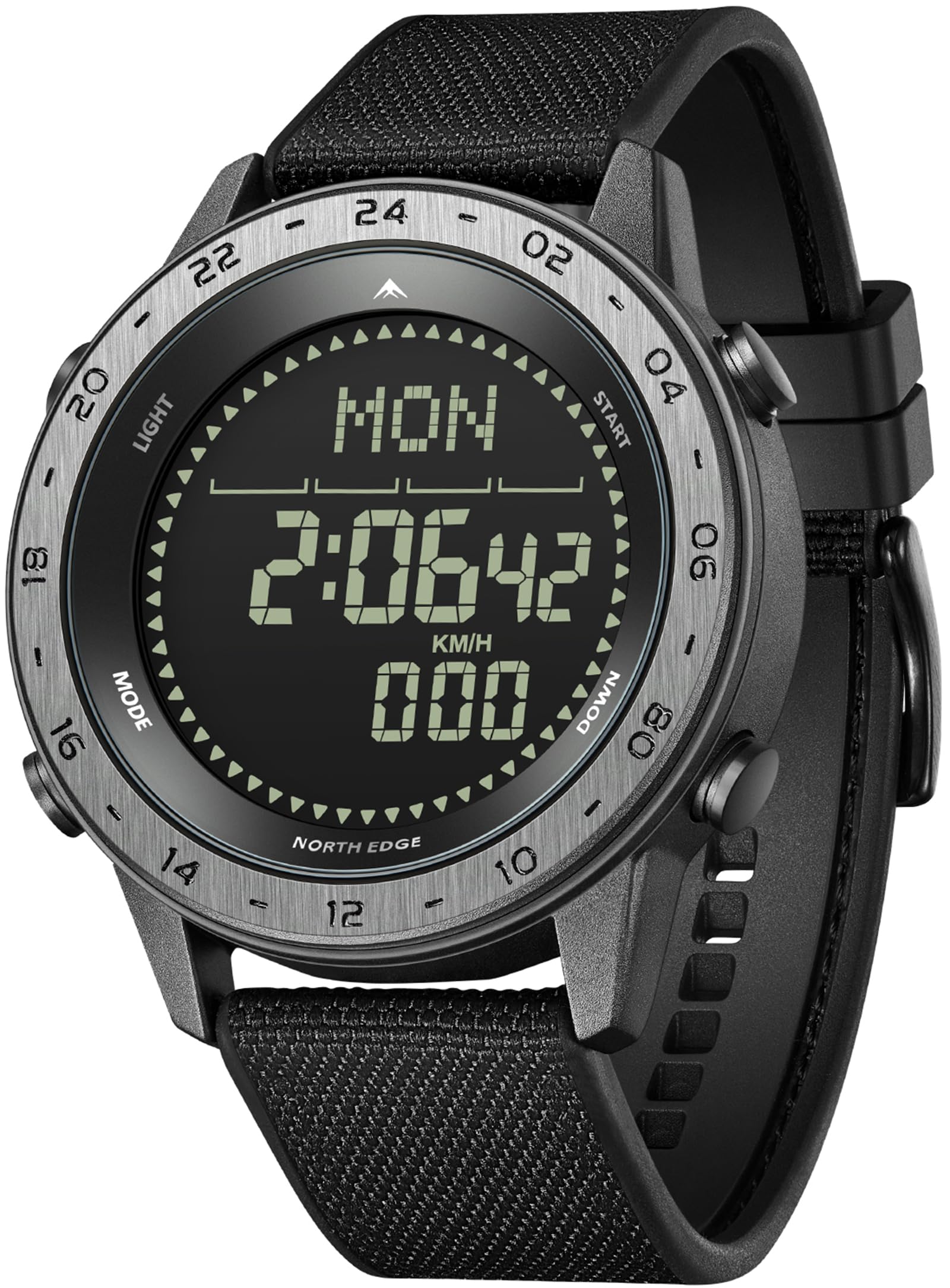 findtime Montre numérique militaire pour homme - Podomètre - Boussole - Vitesse 50 m - Étanche - Montre de sport pour homme - Montre de course pour homme - Éclairage EL - Coutdown - Chronomètre