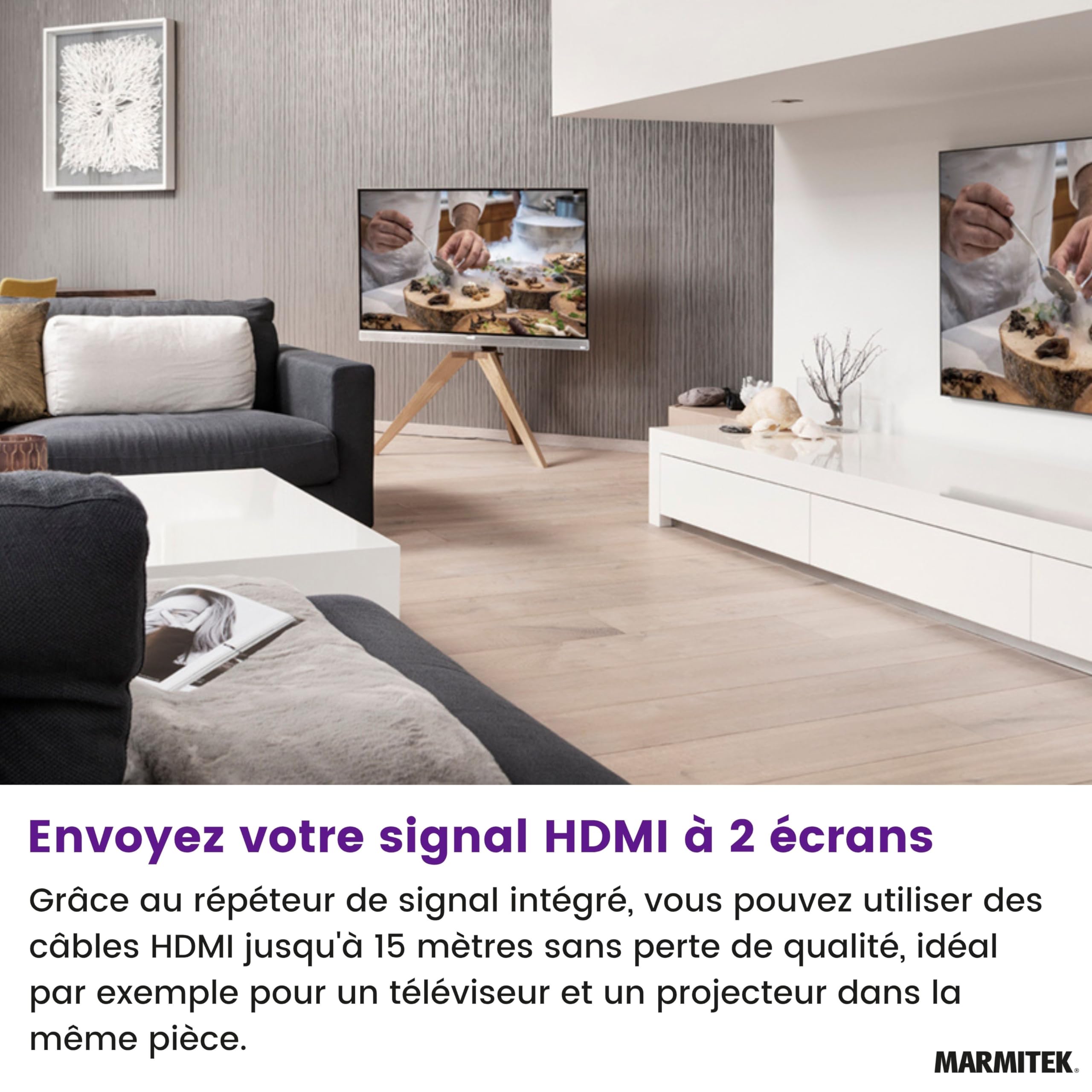 Marmitek Split 312 UHD - Répartiteur HDMI 1x2 4K pour TV et vidéoprojecteur