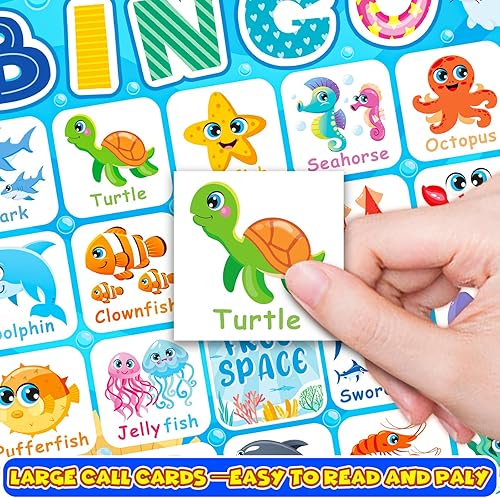 Miniatura 5 de Juego de bingo oceánico para 24 jugadores, animales del océano, juego de bingo para niños, juegos de bingo bajo el mar, para actividades familiares