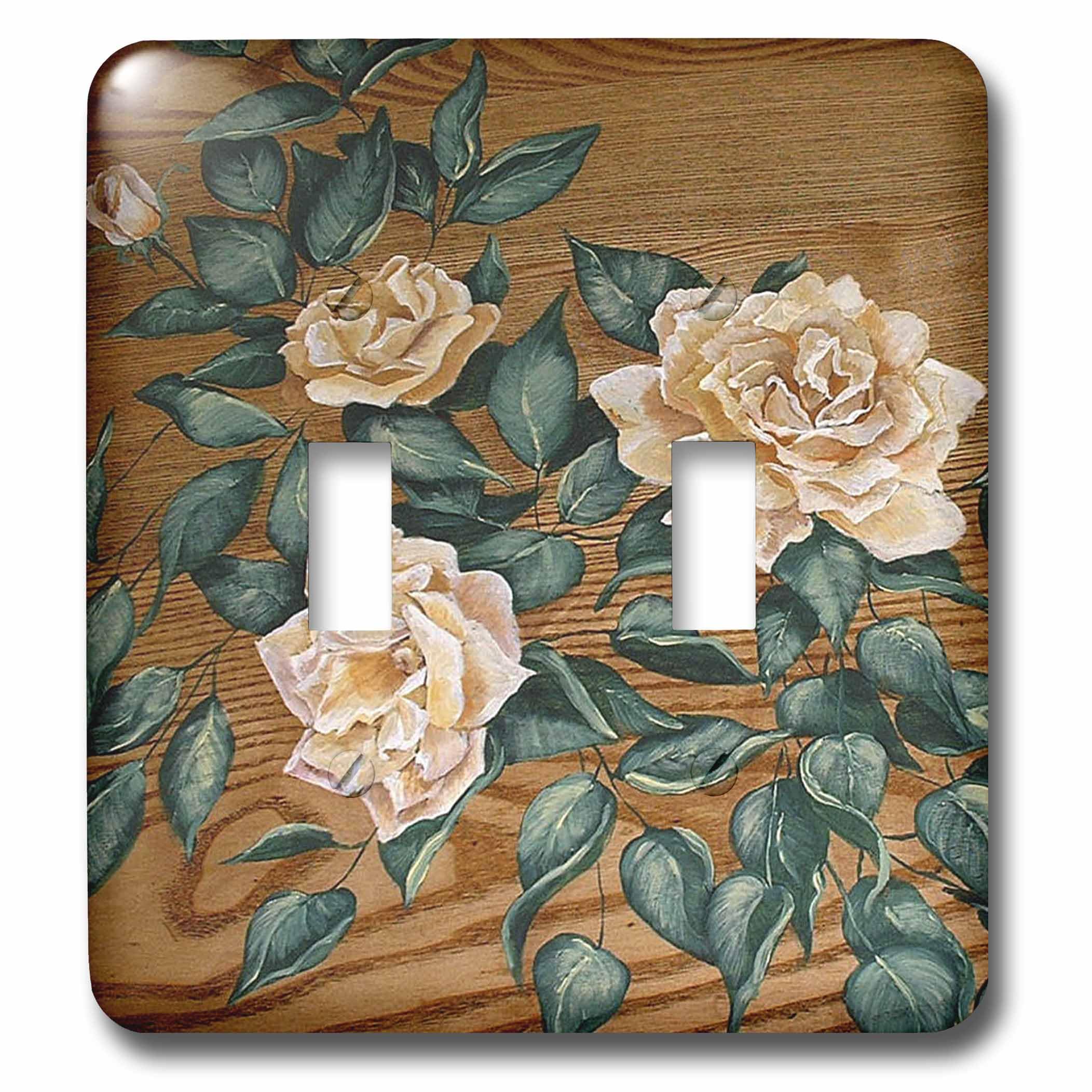 Interruptor de palanca decorativo con estampado floral retro de rosas blancas