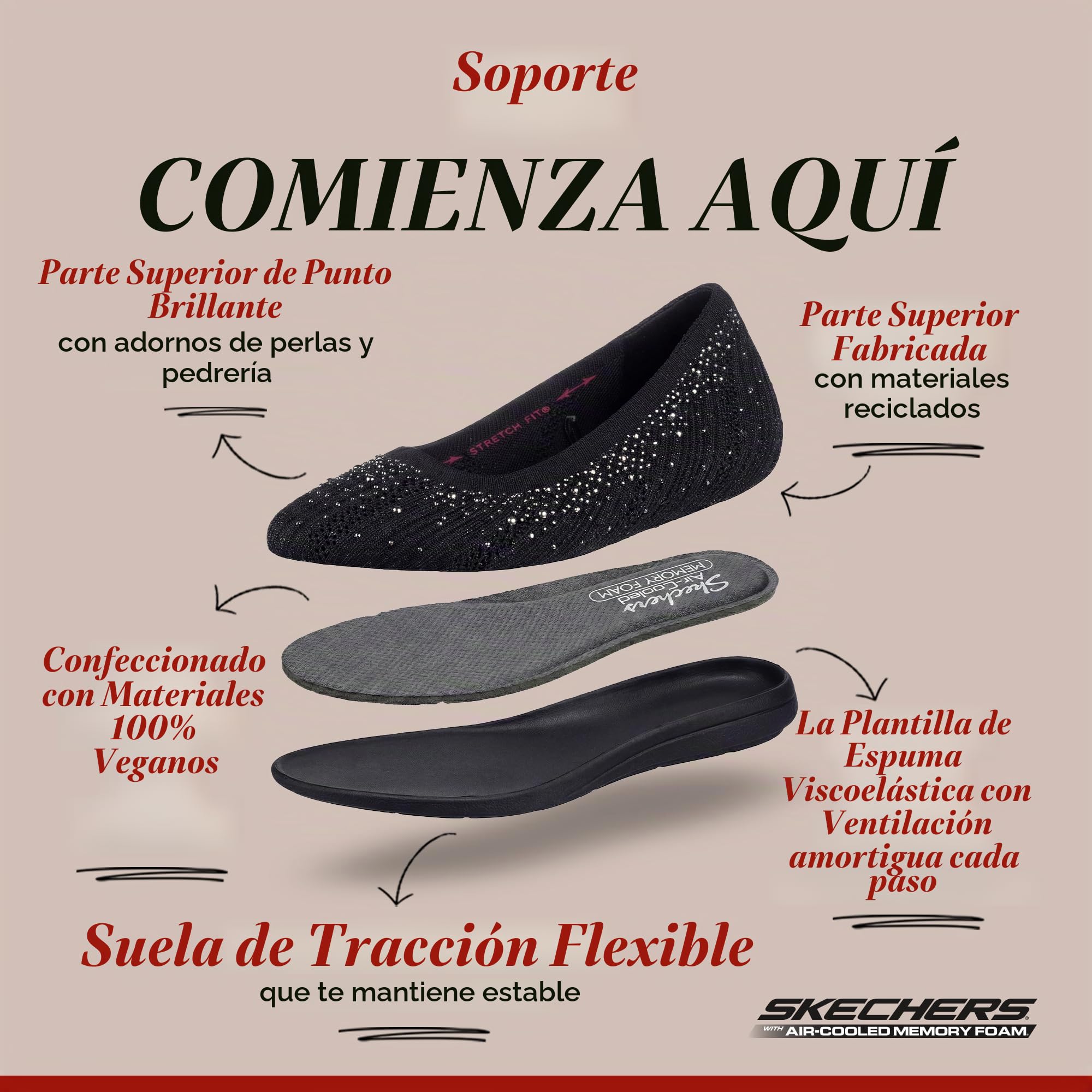 Skechers Cleo 2.0 - Glitzy Daze Zapatos Tipo balletMujer