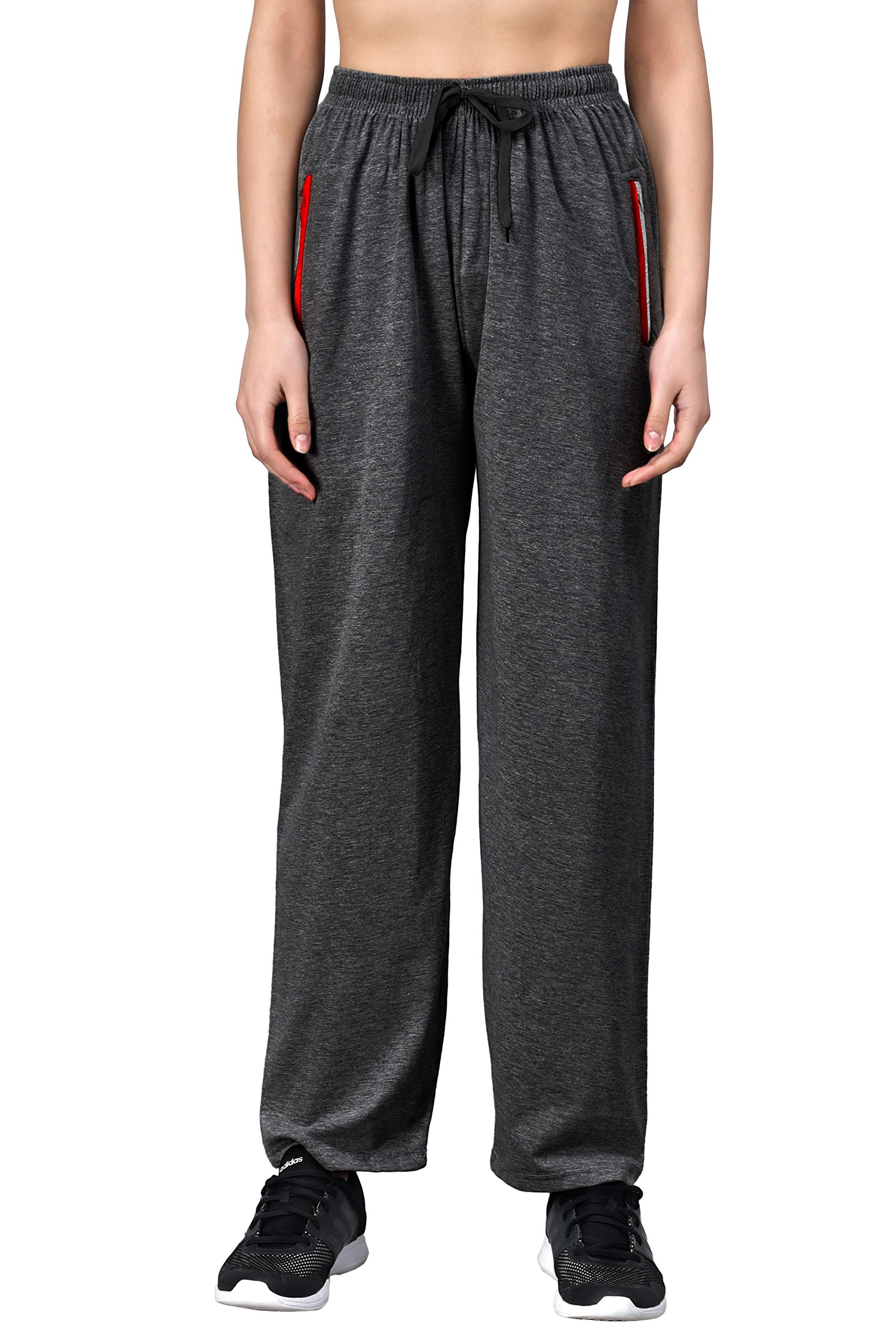 Combo of Women's Cotton Track Pants, Joggers for Women, Women�s Leisure Wear, Night Wear Pajama, Black and Grey with Zip Pockets�for Sports Gym Athletic Training Workout-image-34