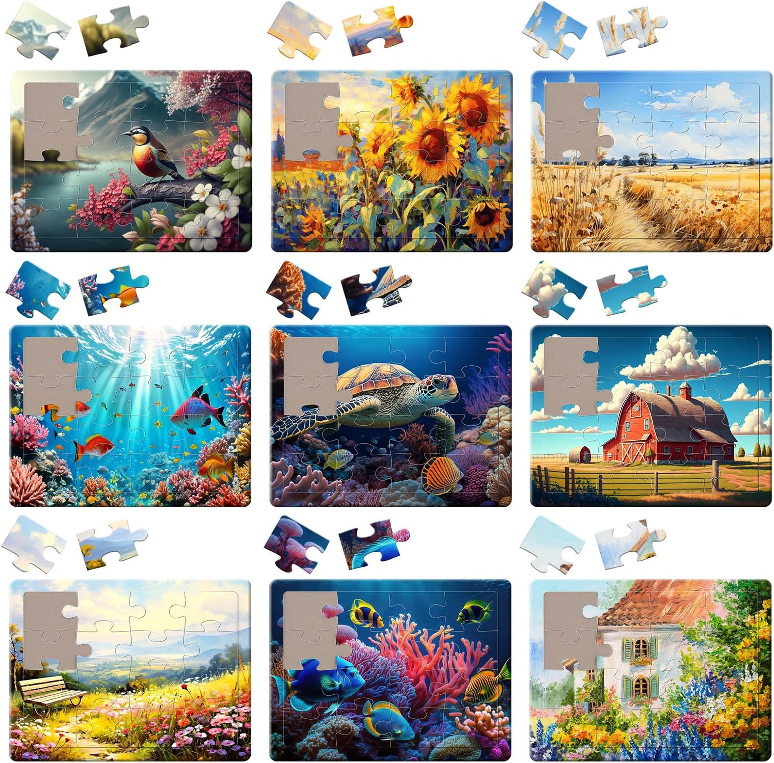 Hollowfly 9 Pack 16 Large Piece Elderly Dementia Puzzles 11