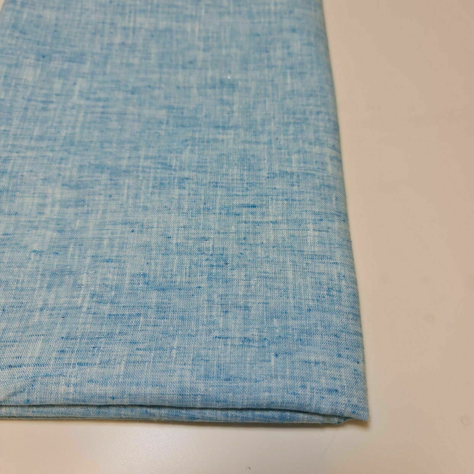 Indischer Stoff aus 100 % Baumwolle, Melange Leinenoptik, weicher Khadi-Popeline, Kleiderstoff, Handwerksstoff, 112 cm breit, verkauft als Vor- und Schnittlängen (10 Meter, Türkis)