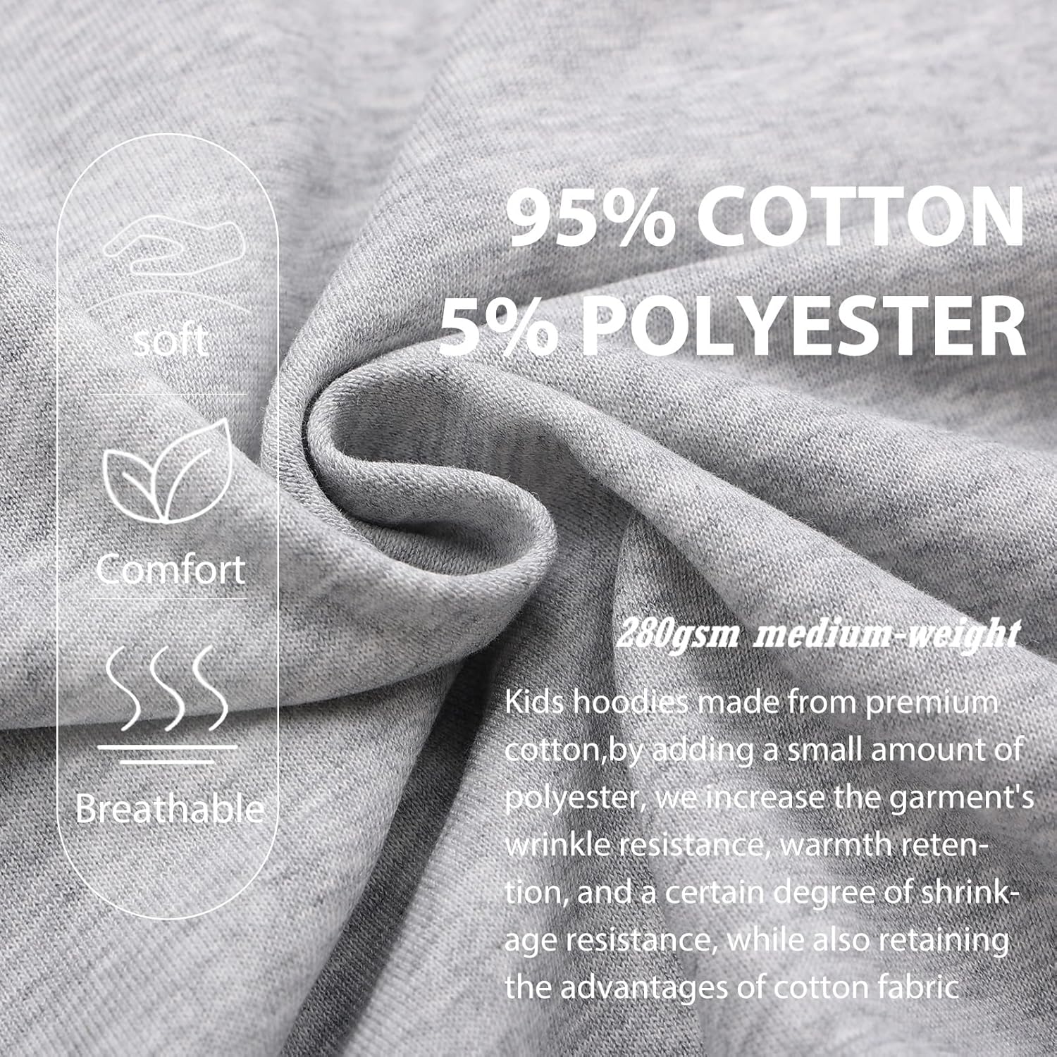 Phedrew 2-Pack Kids Cotton Hoodies Toddlers' Fall Outfits Pullover Hooded Medium Weight Sweatshirts for Boys and Girls - Image 3