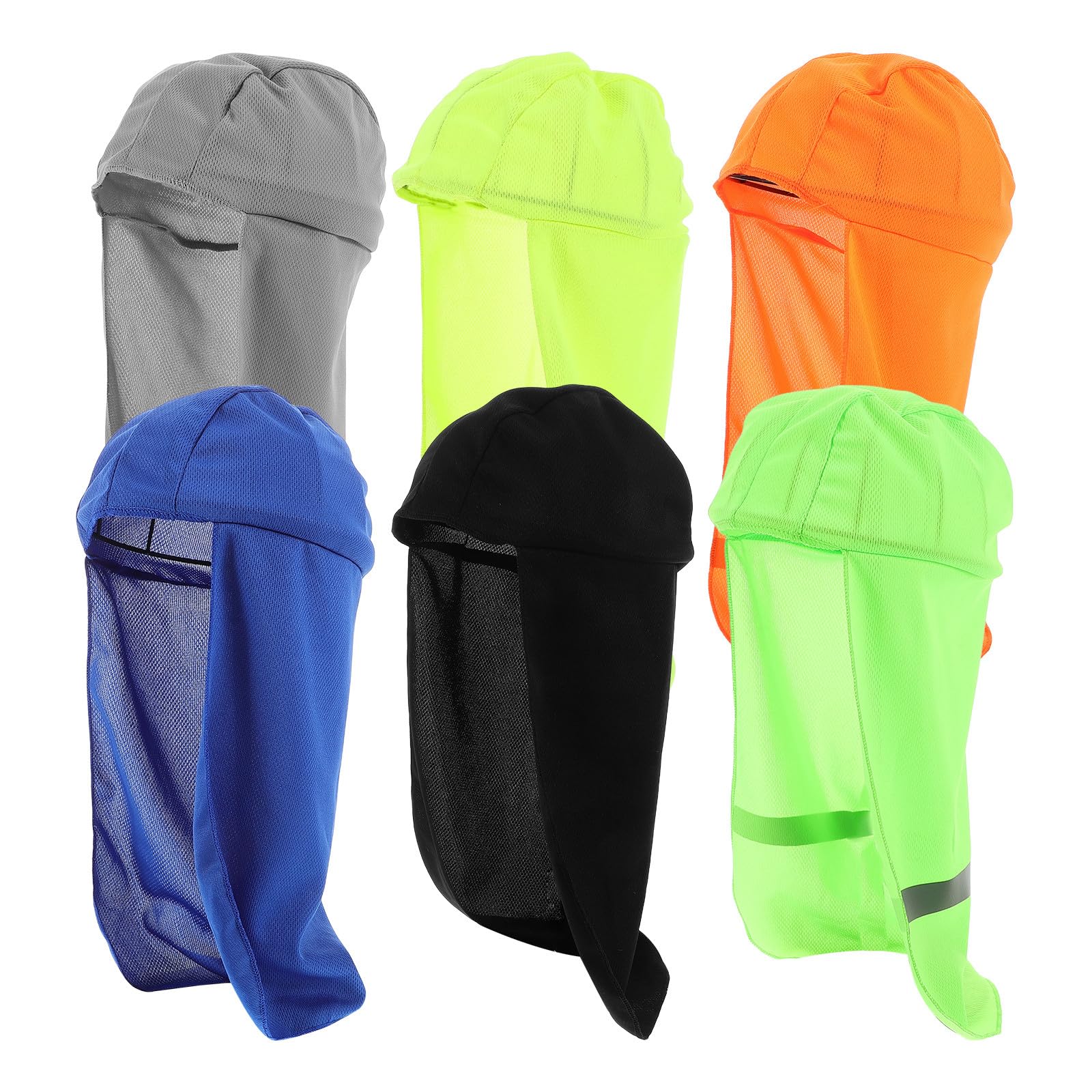 Ciieeo 6 Piezas Sombrero para Protección UV con Forro de Casco y Tiras Reflectantes, Material Spandex Transpirable para Senderismo y Deportes al Aire Libre con Protección de Cuello