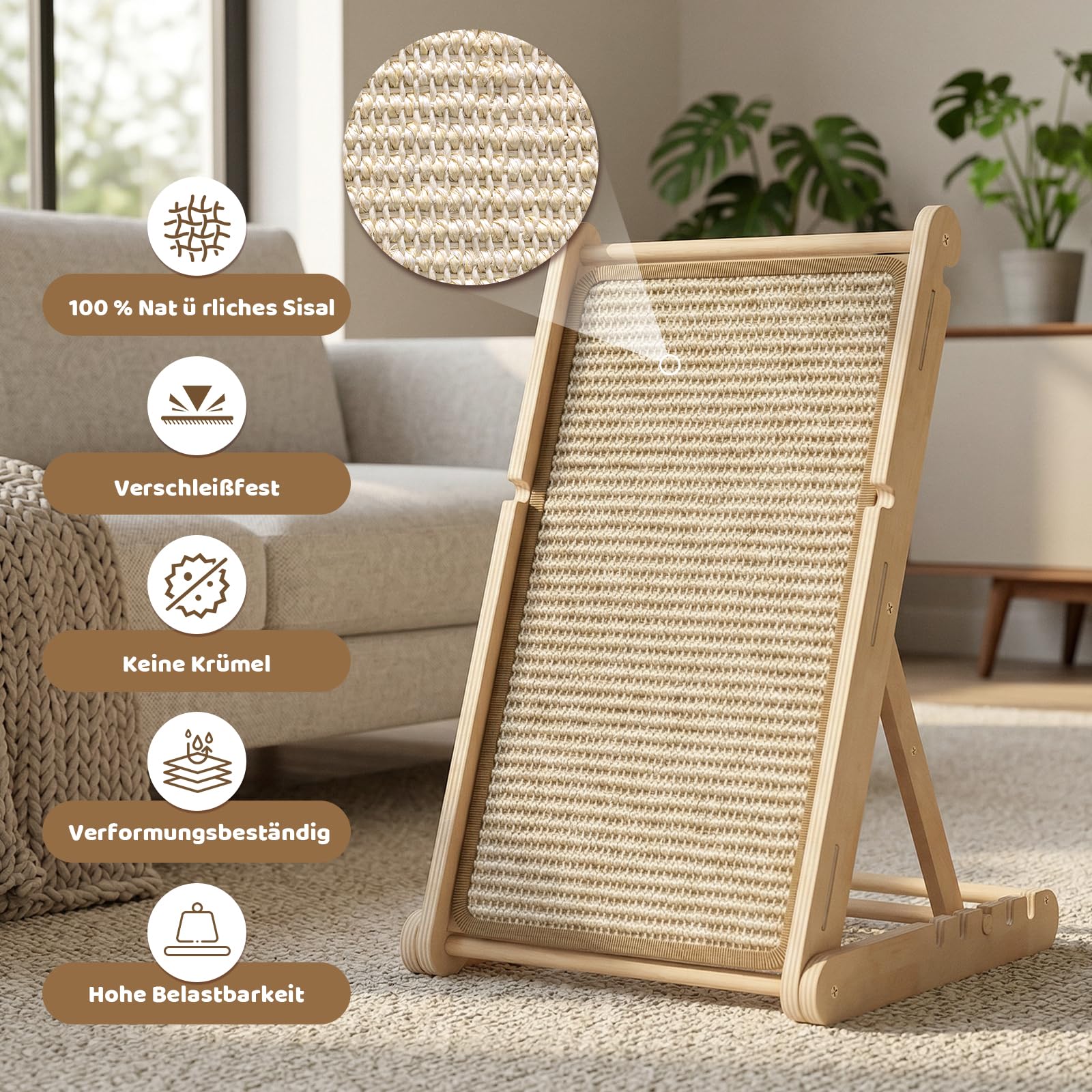 X XBEN Kratzbrett für Katzen, 80CM Hohe L-Förmige Kratzbaum zur Krallenpflege, Kratzbrett Große Katzen XXL, Katze Kratzer aus Natürliche Sisal Pad, Klappbar Kratzmöbel für Katzen Spielen, Entspannen