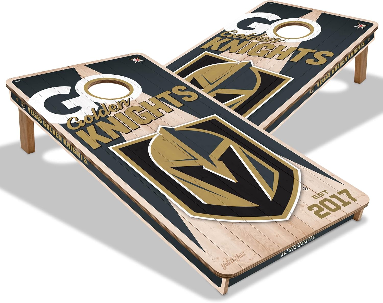 YouTheFan NHL 2’ x 4’ Professional Wood Cornhole Game Vegas Golden Knights 2' x 4' Team Colors