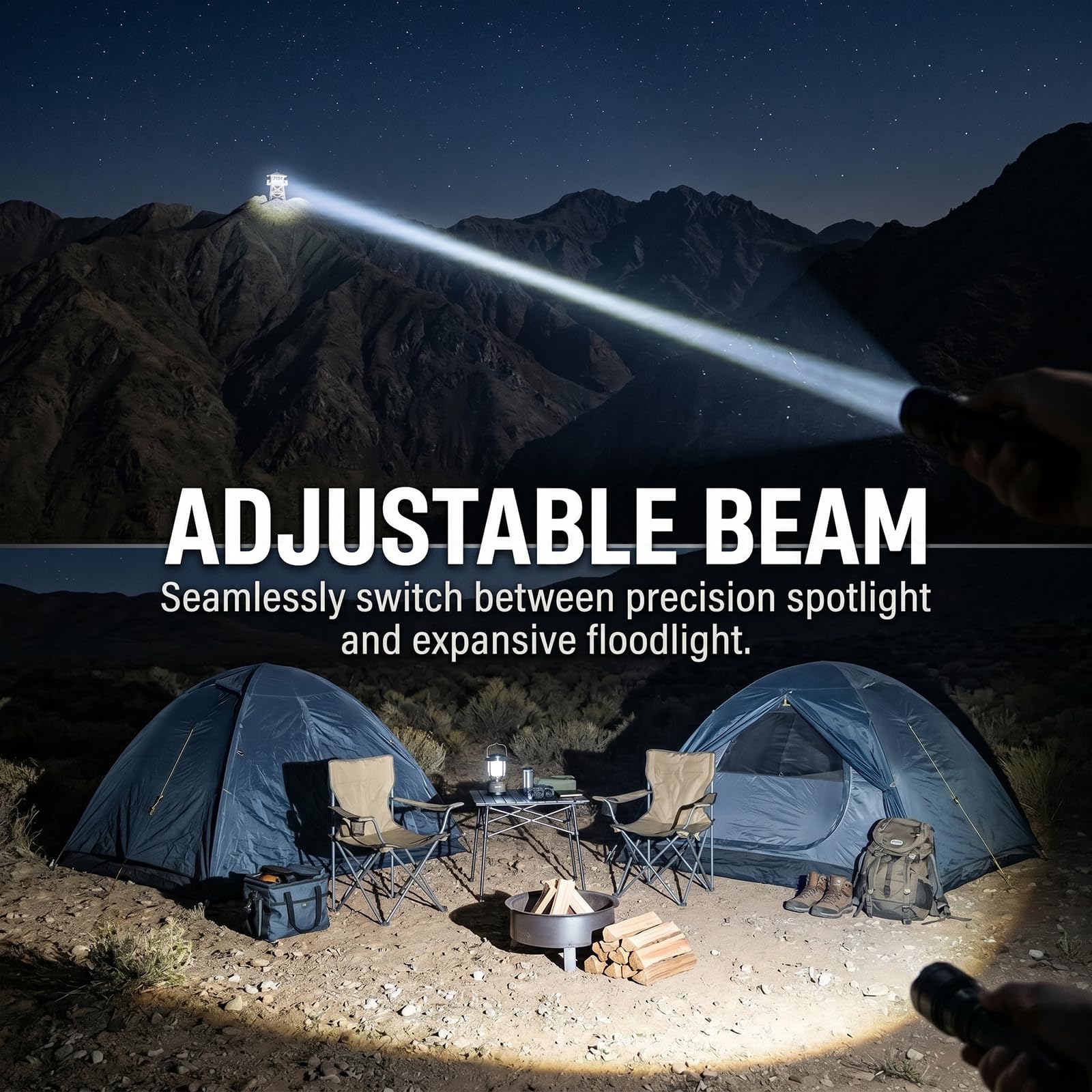 Confezione da 3 torce a LED ricaricabili, 99.000 lumen, super luminose, per campeggio ed emergenze, 7 modalità e messa a fuoco regolabile con luce laterale COB, potente torcia portatile per