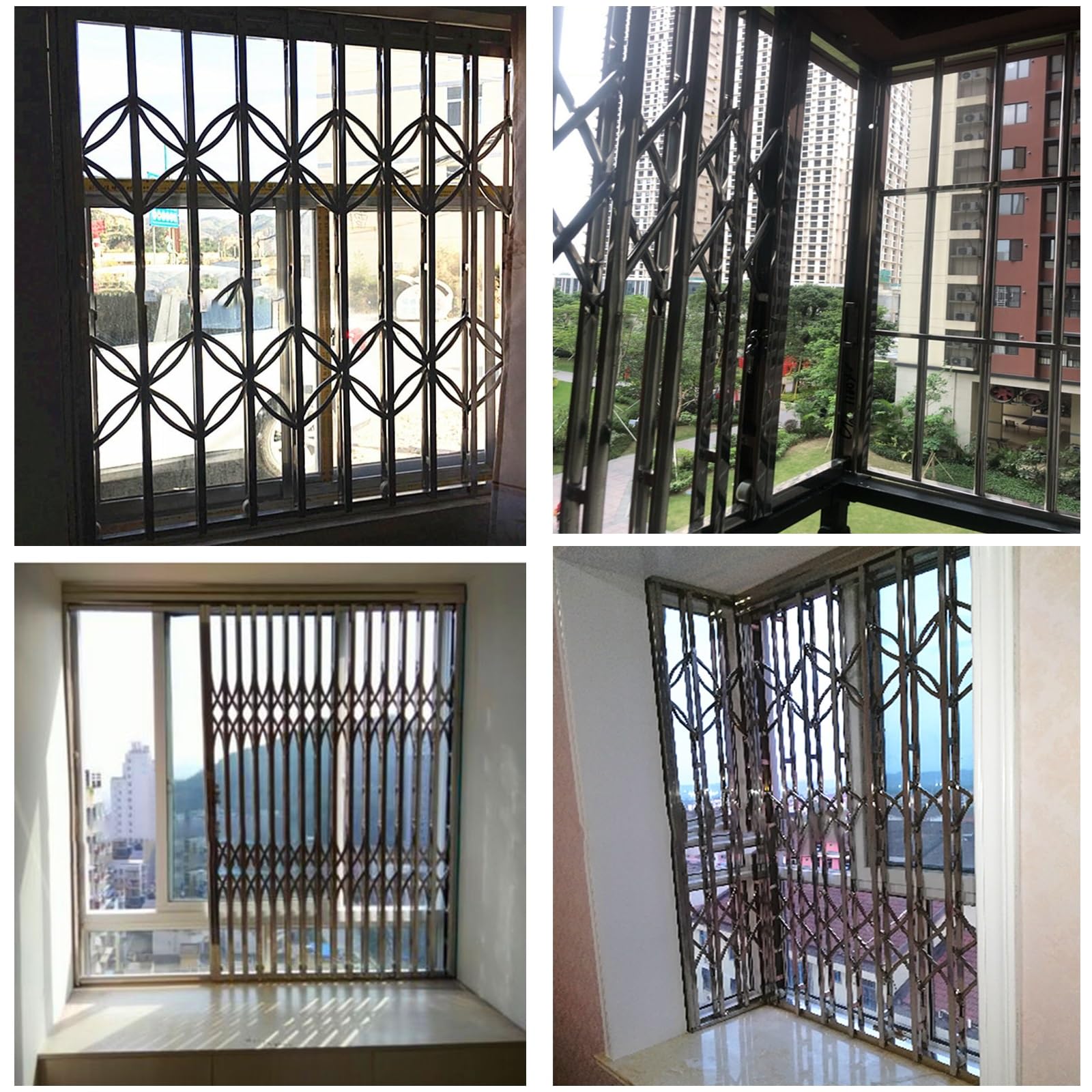 Rejilla de seguridad retráctil para ventana, ventana plegable a prueba de ladrones para mayor seguridad, ideal para niños y mascotas, adecuada para puertas de patio