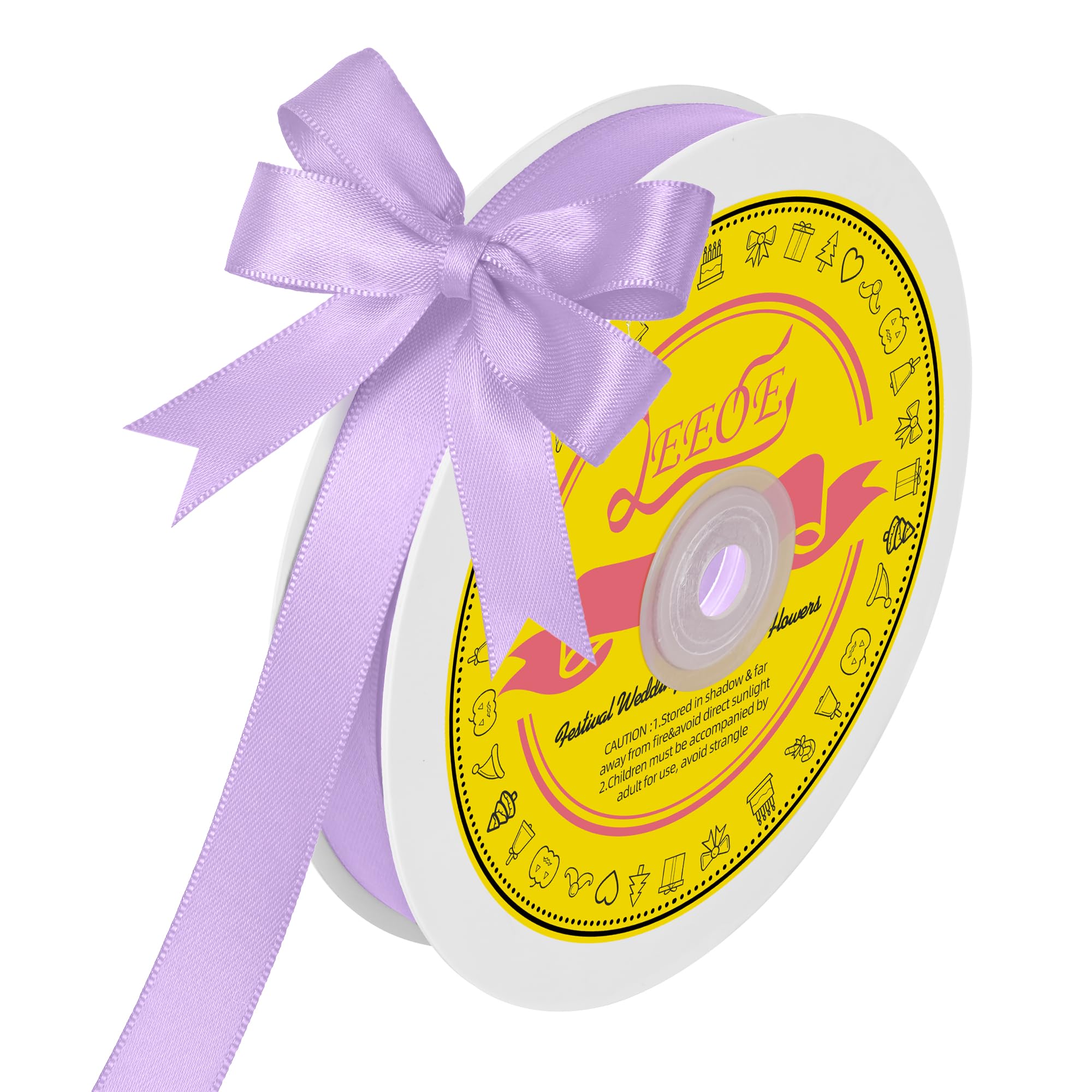 Double Face Light Purple Satin Ribbon 5/8 inch X 50 Yards Polyester Light Purple Ribbon for Gift Wrapping Very Suitable for Weddings Party Invitation Decorations and More