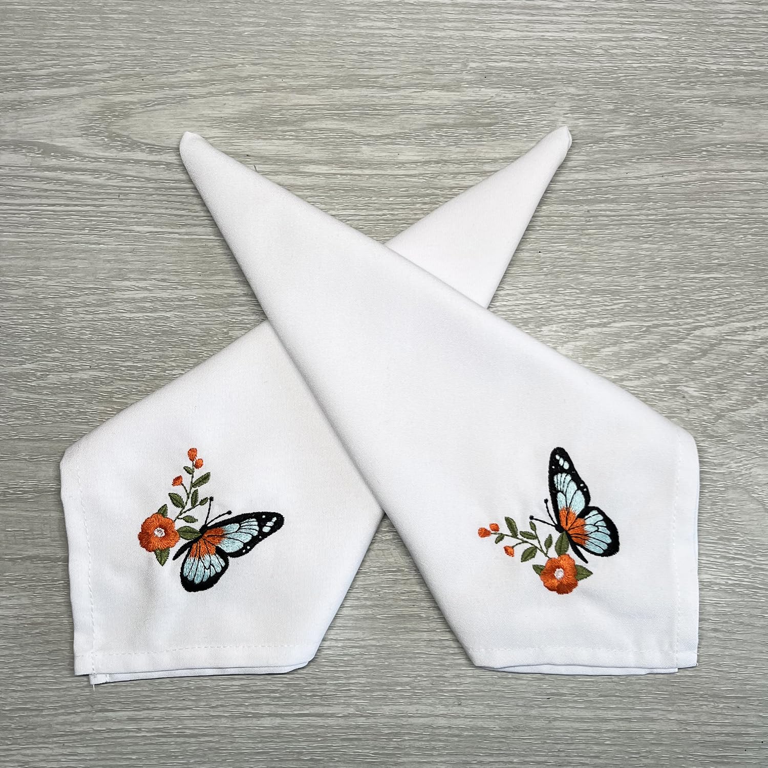 Alevel Servilletas de tela de 20 x 20 pulgadas, paquete de 12 servilletas bordadas, diseño avanzado de bordado personalizado