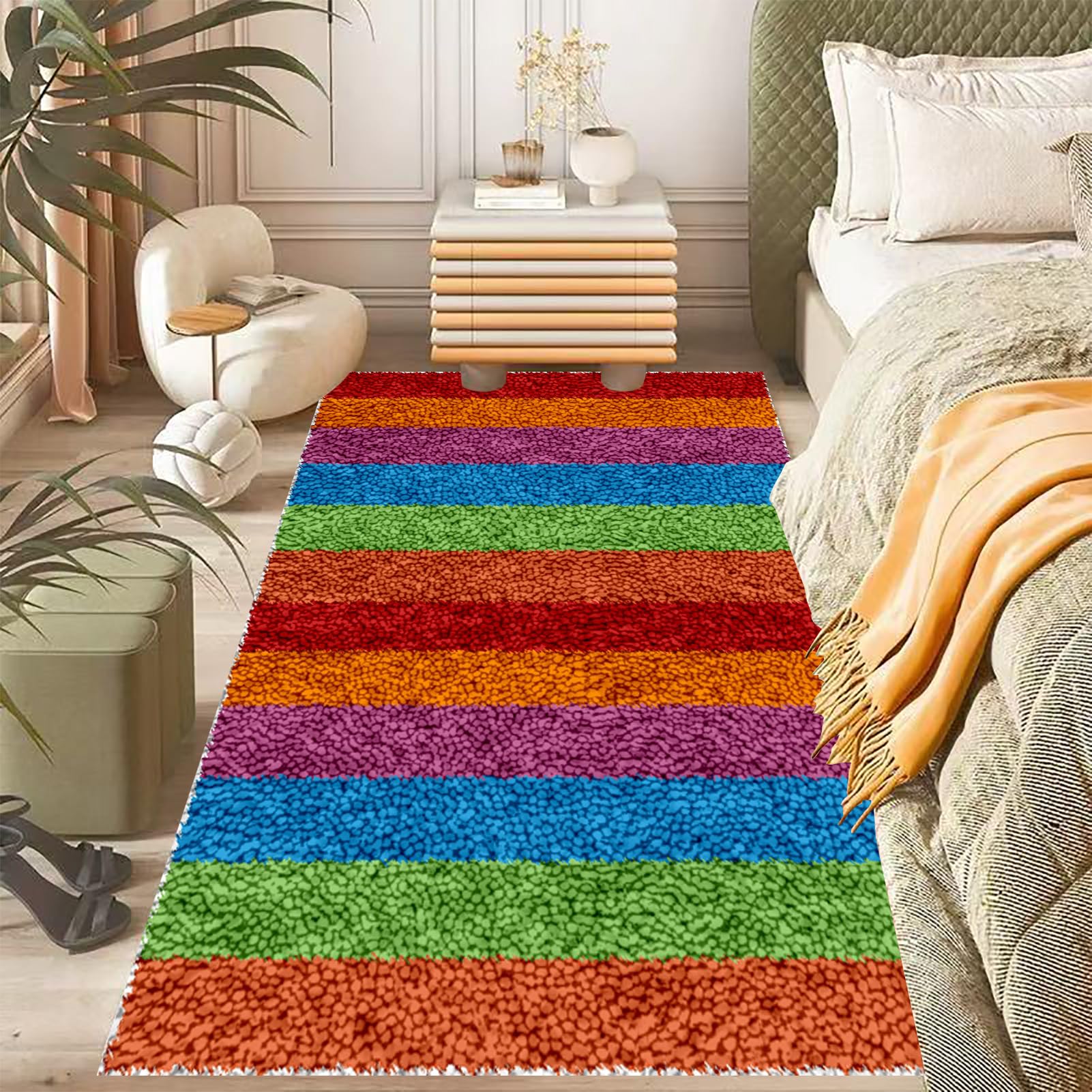 Kit de Gancho de Pestillo para Adultos, Kit de Alfombra de Gancho de Pestillo, kit de Fabricación de Alfombras para el Hogar, kits de Bordado de Punto de Cruz, Alfombra Latch Hook Kit 69 x 102 cm
