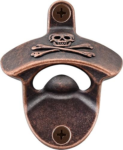 Abridor de botellas de calavera montado en la pared, a prueba de óxido, antiguo tornillo en la pared, abridor de tapas de botellas de cerveza pirata