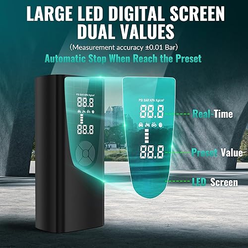 Miniatura 2 de Inflador de neumáticos, compresor de aire portátil, 180 PSI y 20000 mAh, bomba de aire para neumáticos de automóvil, portátil, inalámbrico,