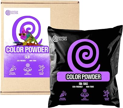 Chameleon Colors 5 lb. Color Powder, 1 Pack, Vibrant Purple Color, 3-5 People, Non-Toxic & Gluten-Free, Great for Holi, Color Wars, Fun Run, Gender Reveal, Summer Camp & More