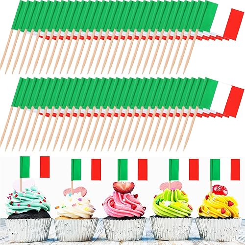 Miniatura 11 de 1000 banderas de palillos de dientes de México, palillos de dientes de la bandera mexicana, adornos para cupcakes de México, mini palillos