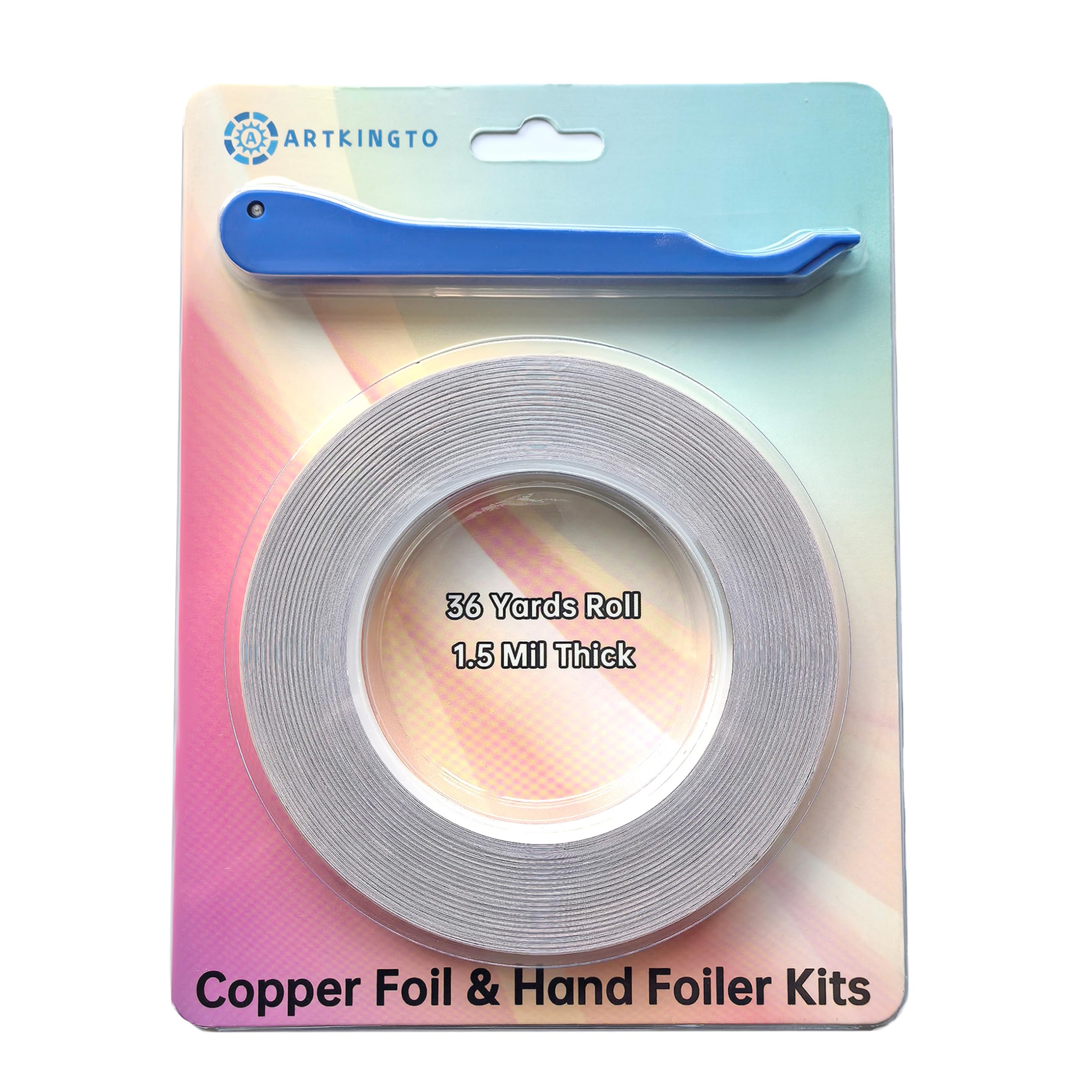 7/32 Inch Silver Backed Copper Foil for Stained Glass, 1.5 Mil Thick, 36 Yards 2 Rolls, with Copper Foil Hand Foiler