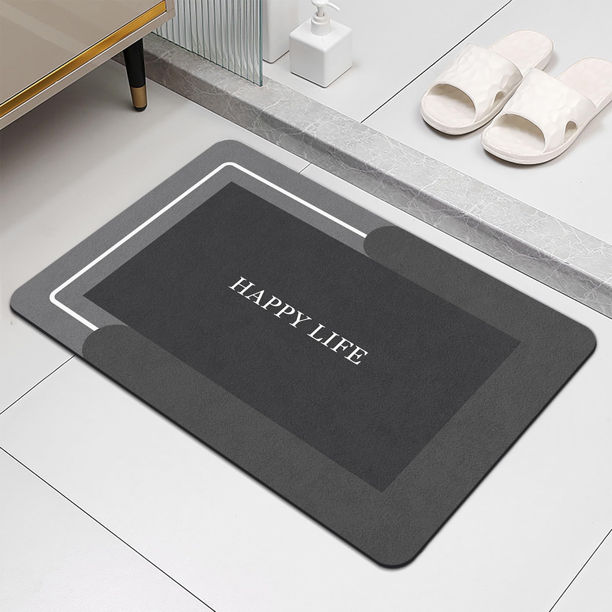 Tappetino Super Assorbente,Tappeto Bagno Diatomite,Microfibra Tappeto Assorbente,Tappeto Bagno Antiscivolo Tappetino Doccia Asciugatura Rapida, per Casa,Camera da Letto,Cucina, (60_x_90_cm, CF33)