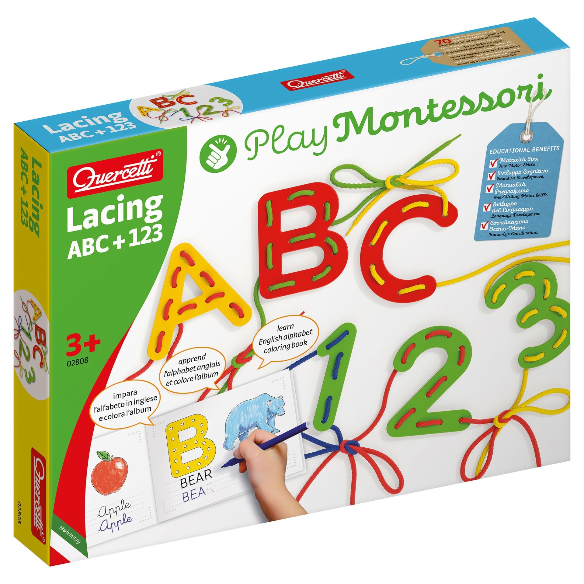 Quercetti 2808 Oaks-2808 Lacing Game, Multi-coloured