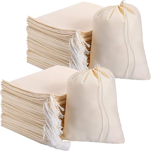 Pangda 100 bolsas de algodón con cordón para almacenamiento, tés, especias, jabones, dulces, joyas, recuerdos de fiesta de boda y decoración del