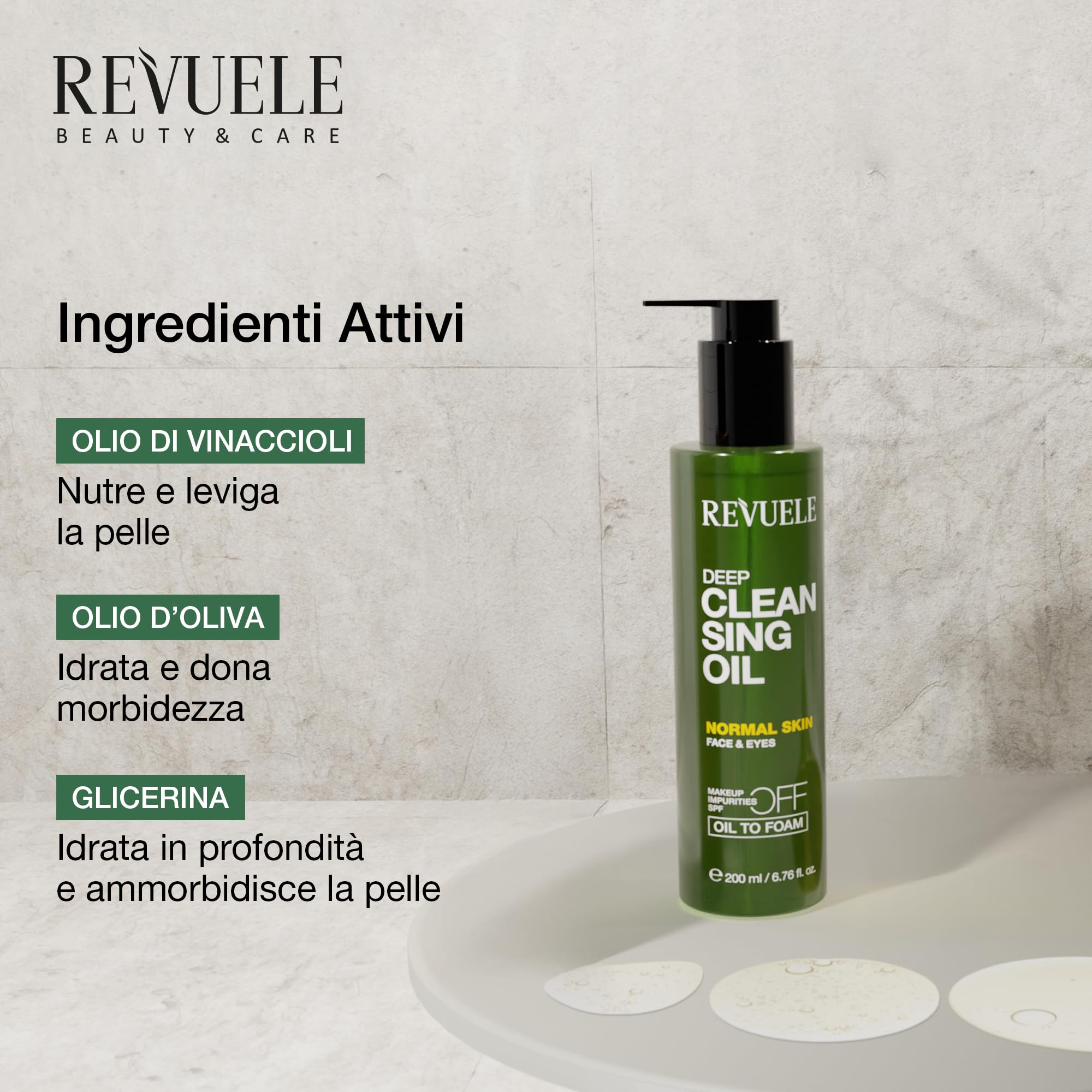 REVUELE REVUELE Olio Detergente Profondo – Struccante Viso & Occhi ad Azione Purificante, Trasforma in Schiuma, Rimuove Trucco, Sebo e Residui di Solari, Idrata e Lascia Pelle Fresca e Radiosa, 150 ml