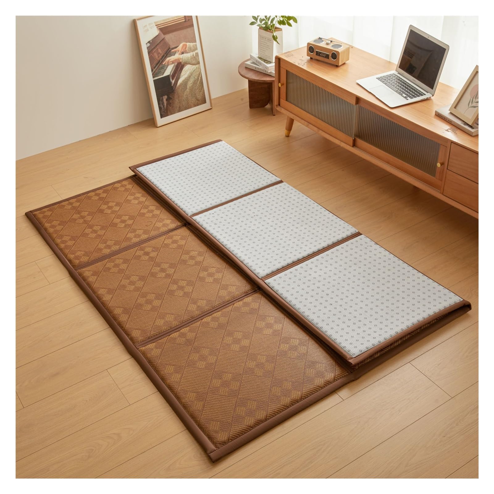 Tapete Tatami Colchoneta Japonesa Colchón de Suelo Alfombrilla de Gateo(Brown,180x200cm)