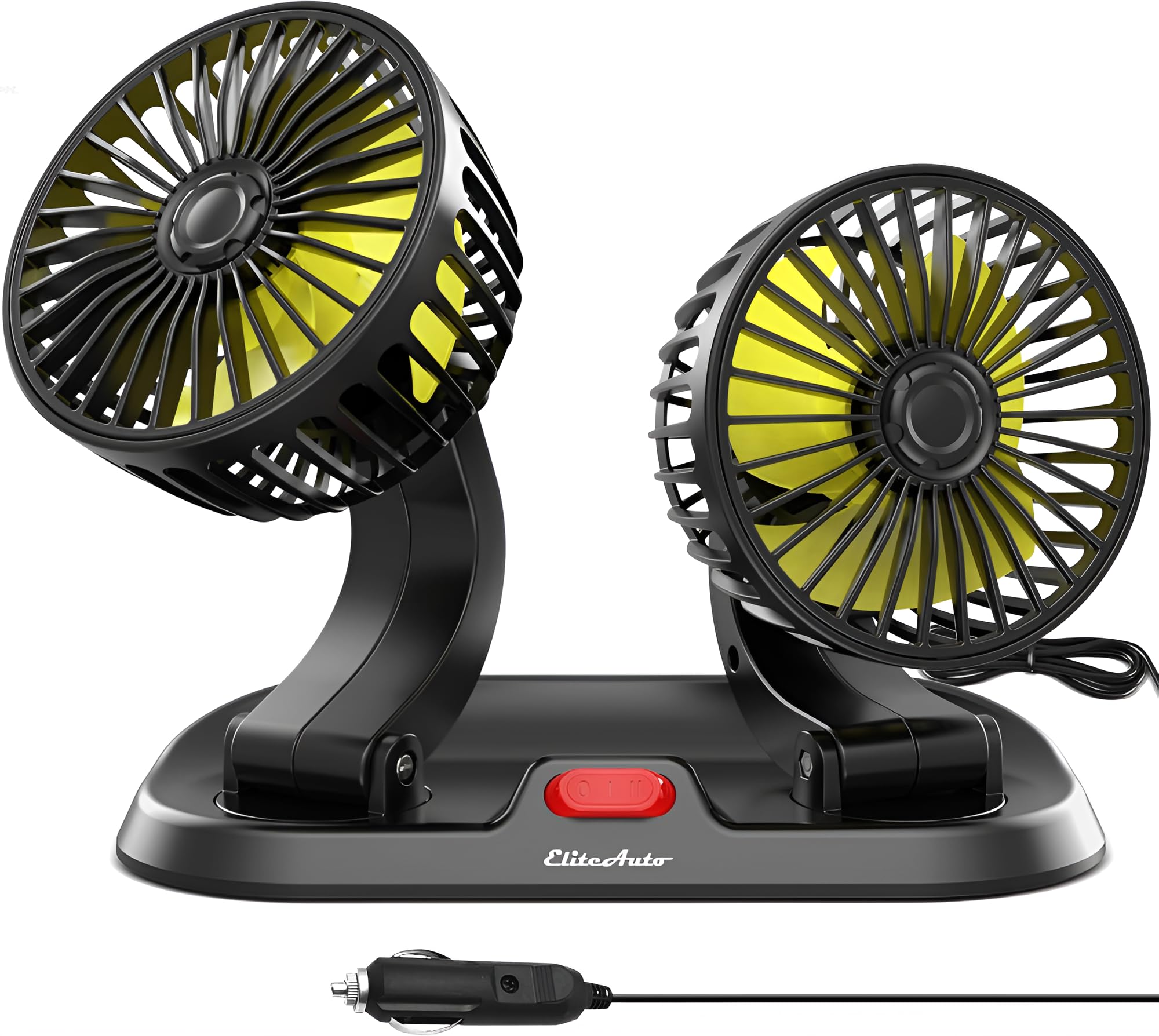 EliteAuto 12V DC High Speed Low Noise Telescopic Adjustment Car Fan for Dashboard 360 Degree Rotatable Dual Head Powerful 2 Speed Turbine Shape Cooling Air Fan (Copper Motor)-picture-25