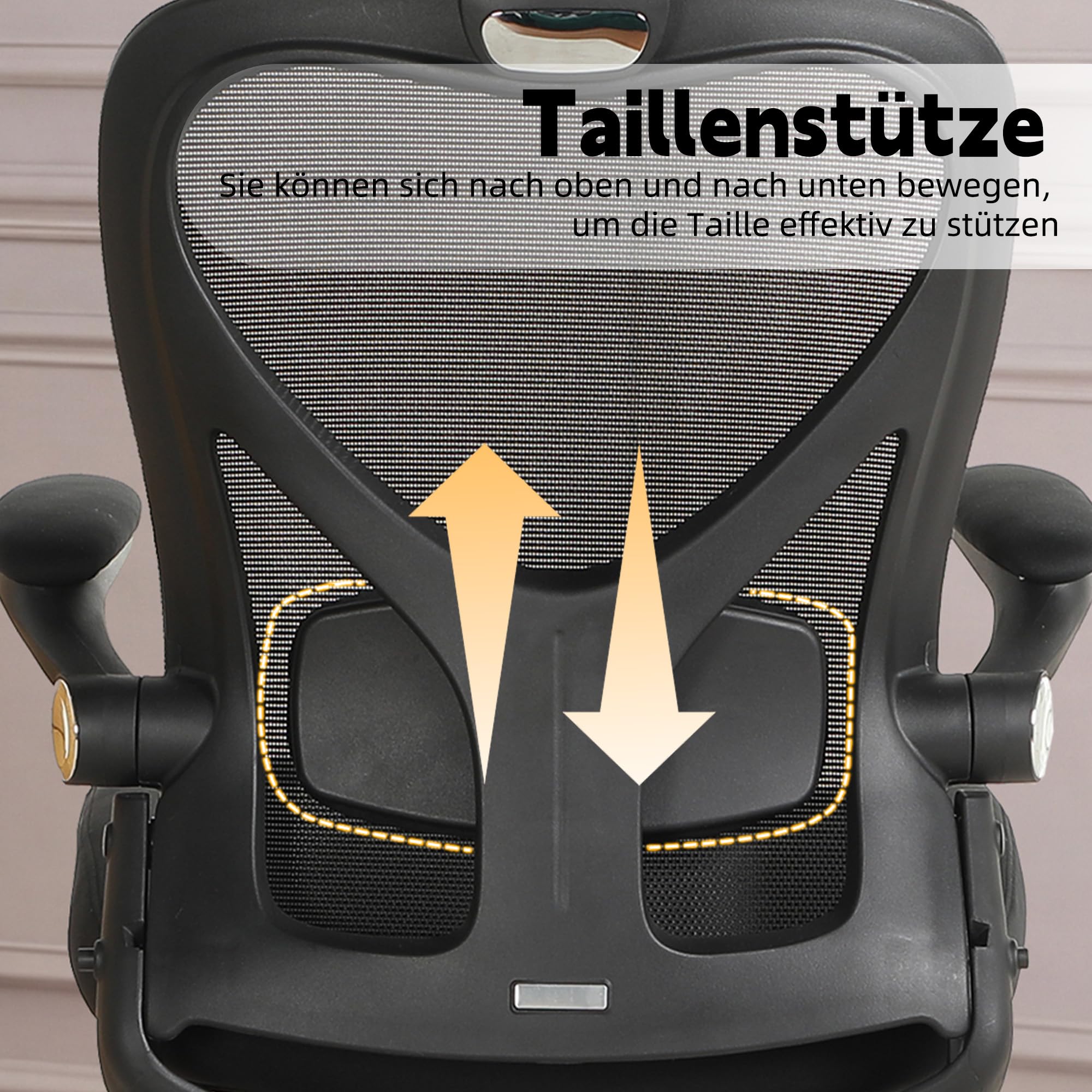 MURUL Silla de oficina ergonómica plegable negra con soporte lumbar, respaldo de malla y cojín de asiento, reposabrazos plegables, reposacabezas 3D, reposapiés, altura ajustable