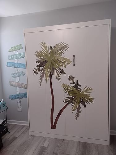 Miniatura 3 de Calcomanía de pared de acuarela de palmera, decoración de casa de playa, estampado tropical, gaviotas de pájaros incluidas, 71.7in de alto (4)