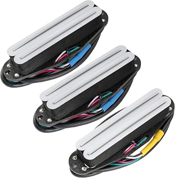 Musiclily Pro ST-DPHA Alnico 5 Humbucker Pickups Set White Body Chrome Rail