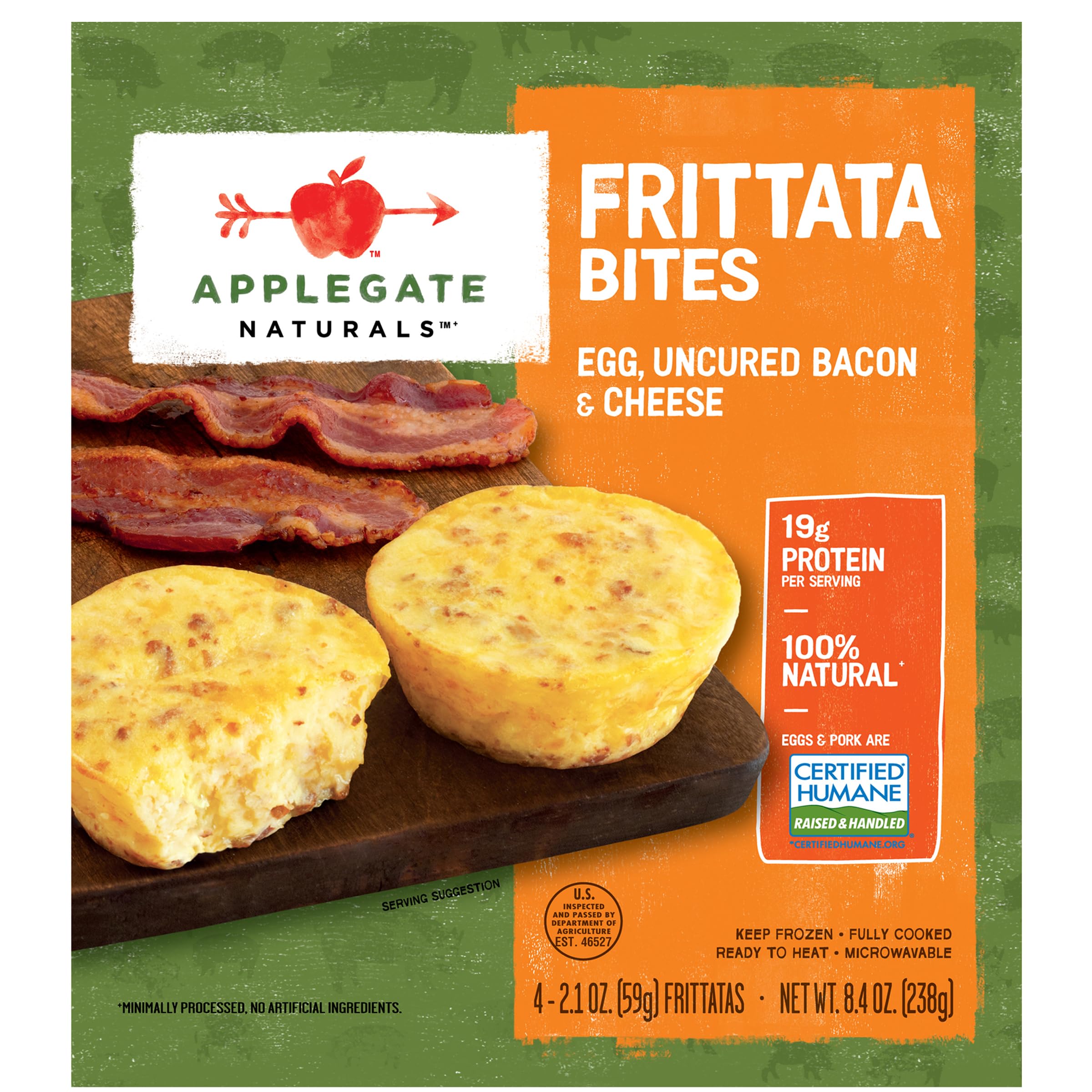 Applegate Farms Egg, Uncured Bacon & Cheese Frittata Bites, 8.4 OZ